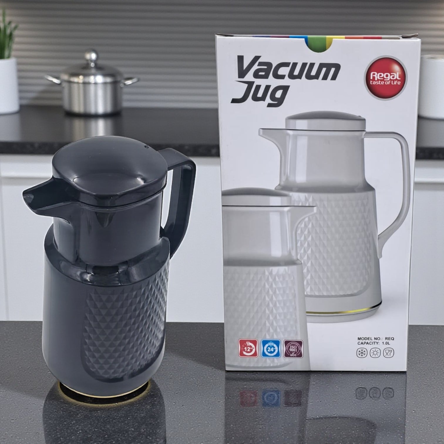 Regal 1.0L Thermos Jug – Premium Vacuum Insulated Flask | 24H Cold & 12H Hot Retention | BPA-Free Glass Refill | Ideal for Home, Office, Travel - Damoo