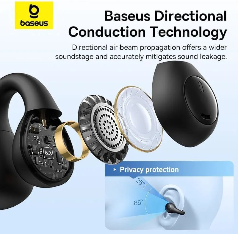 Baseus AirGo AS01 Open-Ear Bluetooth 5.3 Clip-On Sports Earphones – Wireless Headphones for Running & Fitness, iPhone & Android Compatible - Damoo