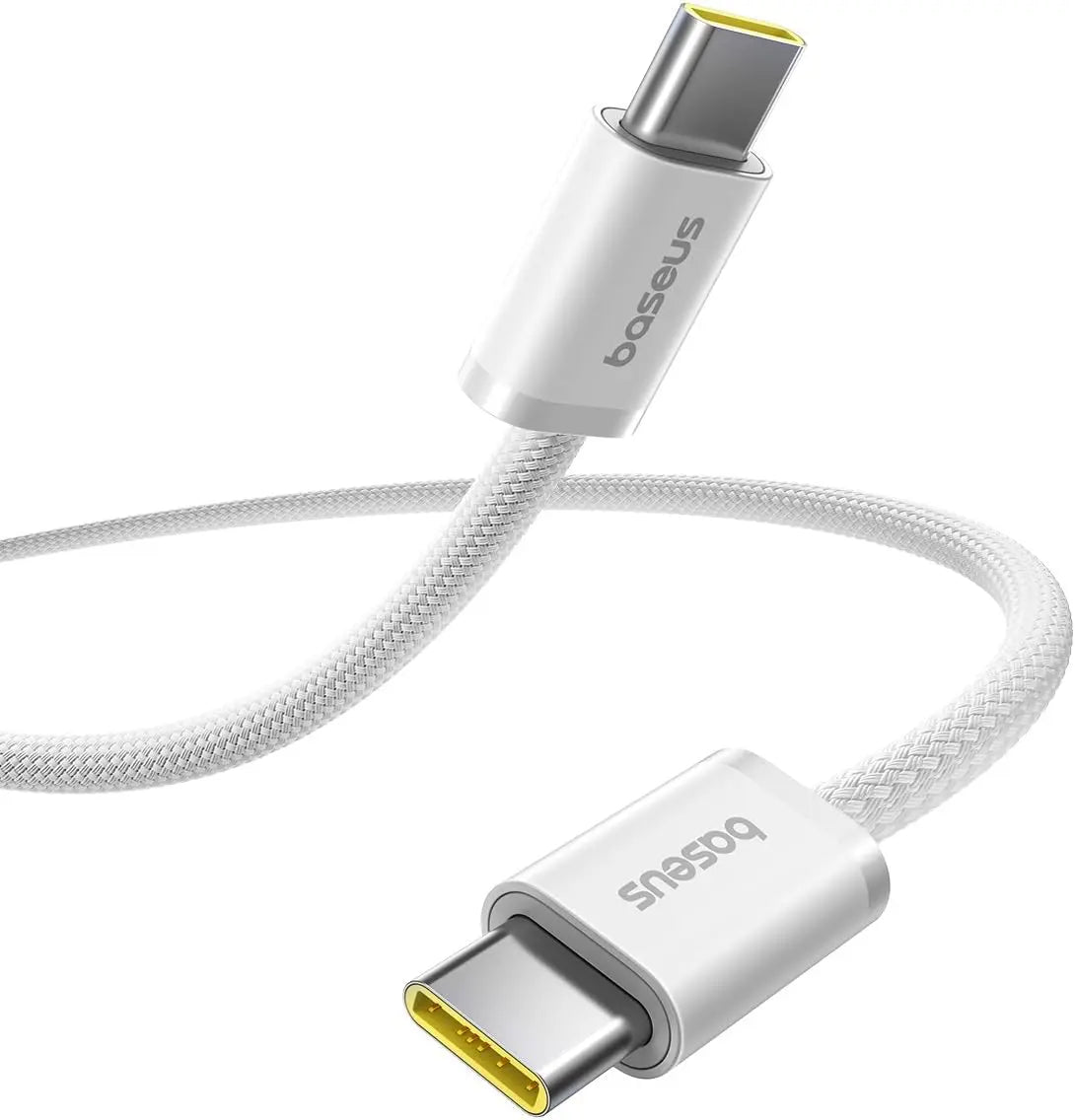 Baseus Dynamic Series USB-C to USB-C Cable 100W, 1M – Moon White, PD Fast Charging & Smart IC for MacBook, Samsung, iPhone 15 Pro Max, iPad, and More - Damoo