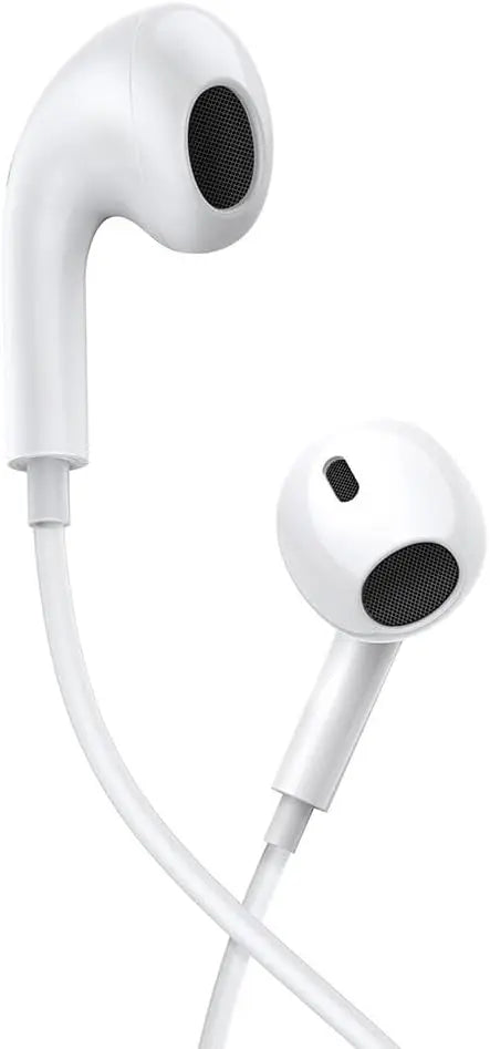 Baseus Type-C Earphones CZ17 – USB-C Wired Semi In-Ear Headphones with Mic for iPhone 15, Samsung S23, Redmi, OnePlus – Noise Isolation, White - Damoo