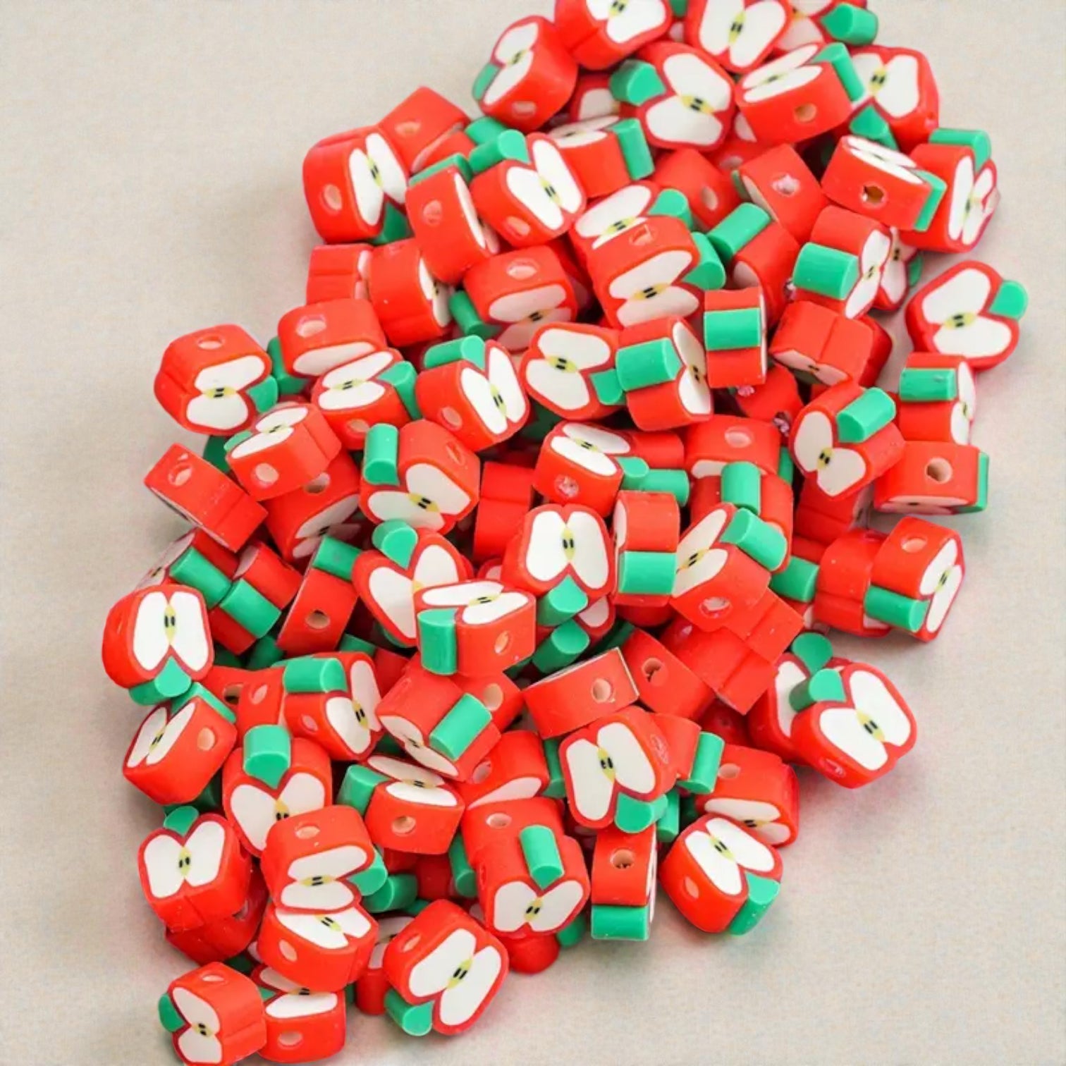 Italo Apple Shape Beads for DIY Jewellery & Craft Making – Decorative Polymer Beads for Bracelets, Necklaces & Kids Crafts (50 PCS) - Damoo