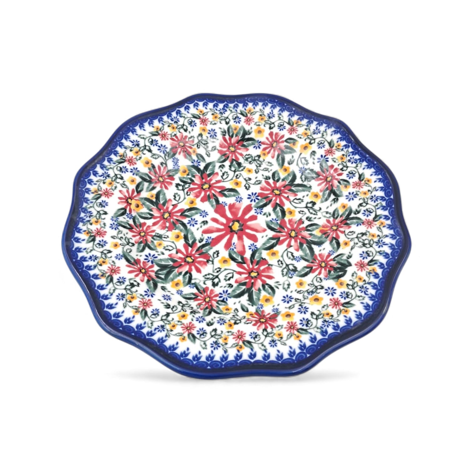 Hand-Painted Ceramic Breakfast Plate 23cm – Boleslawiec Floral Pattern – Stoneware – Microwave & Dishwasher Safe – Durable & Food-Safe Gift Plate