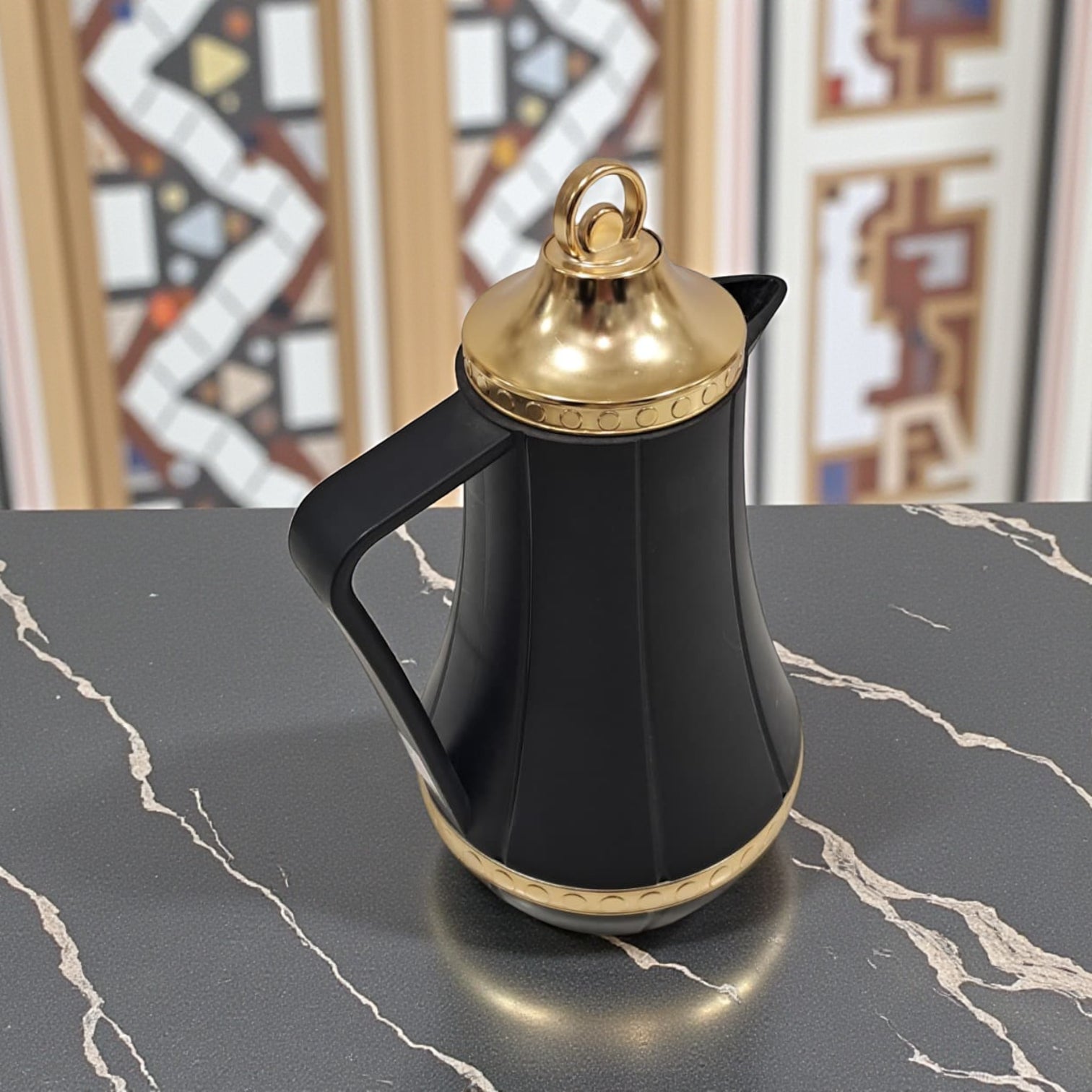 GERMAX Arabic Vacuum Flask 0.6L – Golden Lid | Premium PP Plastic Thermo Coffee & Tea Pot | Keeps Drinks Hot for 12 Hours & Cold for 24 Hours (Copy) - Damoo