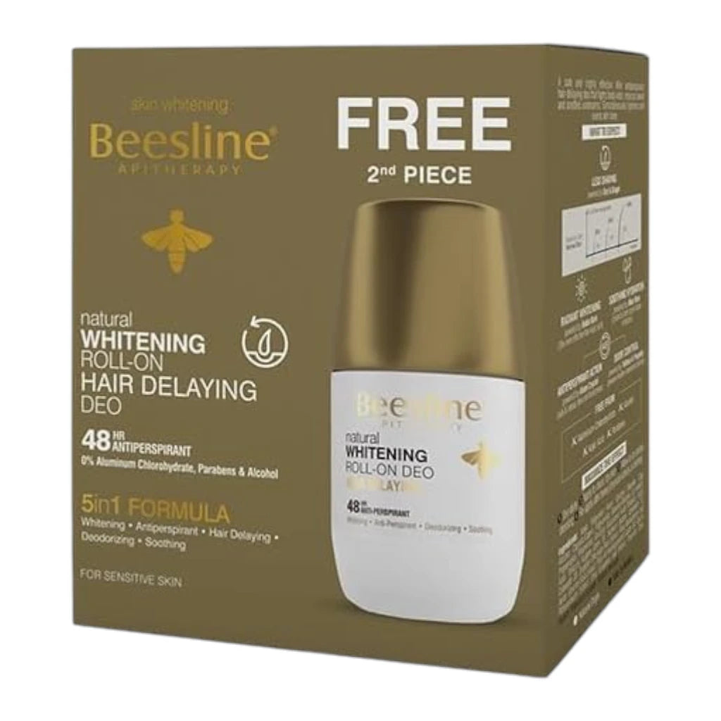 Beesline Hair Delaying Whitening Roll-On Deodorant 2 Pcs 50ml | 48H Protection, Natural Ingredients, Skin Brightening, Fresh Scent - Damoo