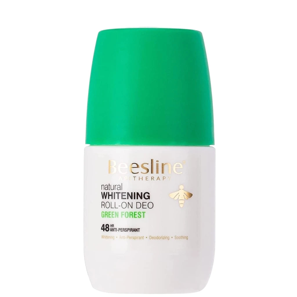 Beesline Whitening Roll-On Deodorant β Green Forest, 50ml | 48H Antiperspirant Protection with Natural Brightening, Soothing for Sensitive Skin | Alcohol & Paraben Free, Fast-Drying Formula - Damoo