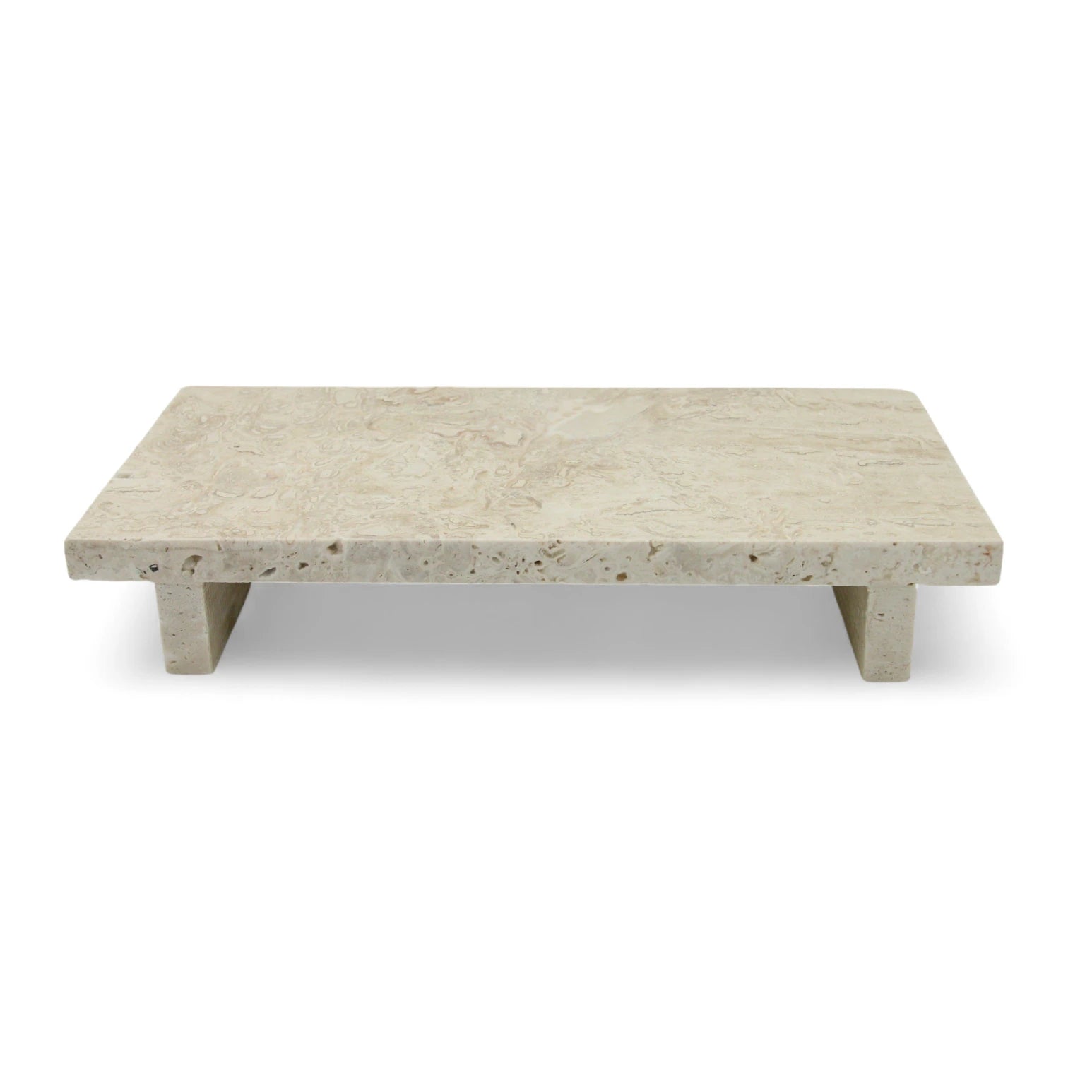 Beige Marble Decorative Serving Board with Small Legs – Tray for Kitchen, Vanity, Bathroom, or Living Room - Damoo