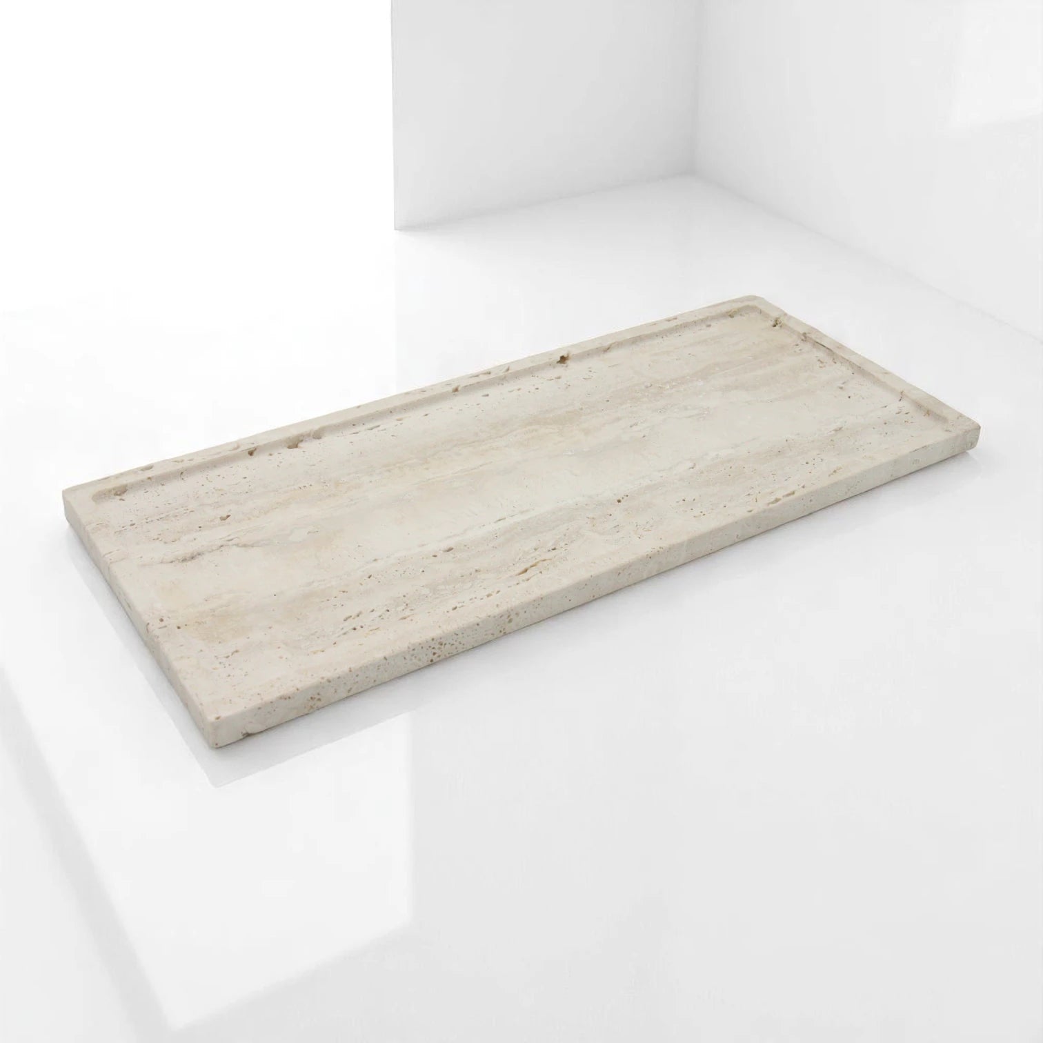 Beige Marble Travertine Tray Board – Natural Stone Cutting, Chopping, Baking & Display Board - Elegant Multi-Use Kitchen & Decor Piece by Damoo - Damoo