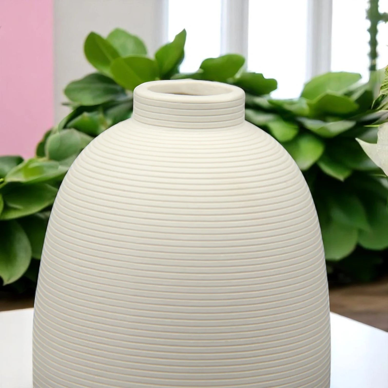 Beige Travertine Flower Vase – Elegant Natural Stone Vase for Home Décor, Dining Table Centerpieces & Living Room Accents - Damoo