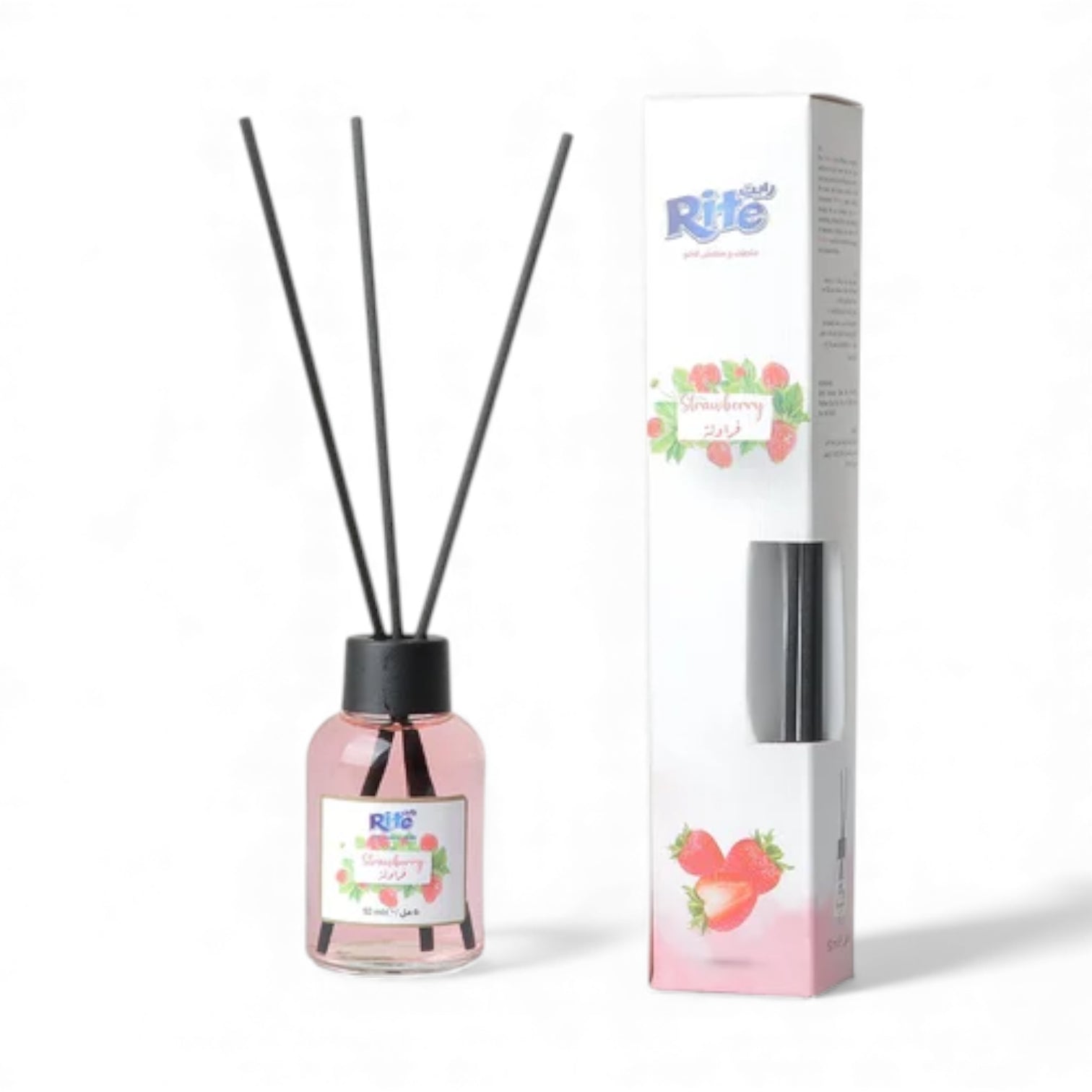 Rite Strawberry Reed Diffuser – Fresh Fruity Home Fragrance with Decorative Glass Bottle – 50ml Room Freshener - Damoo