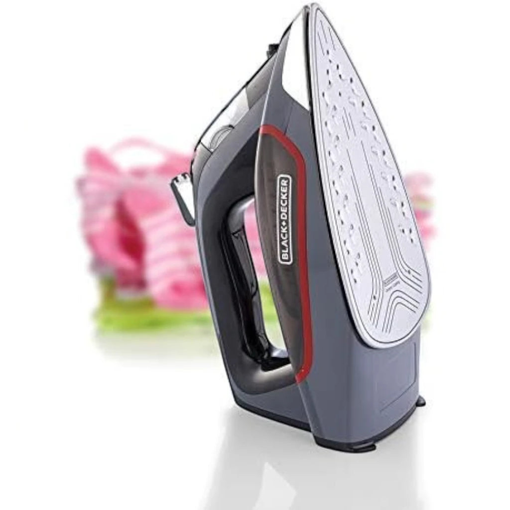 Black+Decker 2200W Steam Iron with Ceramic Soleplate, 380ml Tank, Anti-Drip & Auto Shutoff – X2050-B5 (Grey) - Damoo