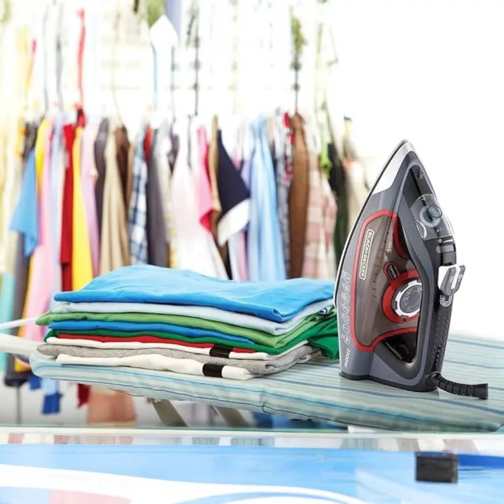 Black+Decker 2200W Steam Iron with Ceramic Soleplate, 380ml Tank, Anti-Drip & Auto Shutoff – X2050-B5 (Grey) - Damoo