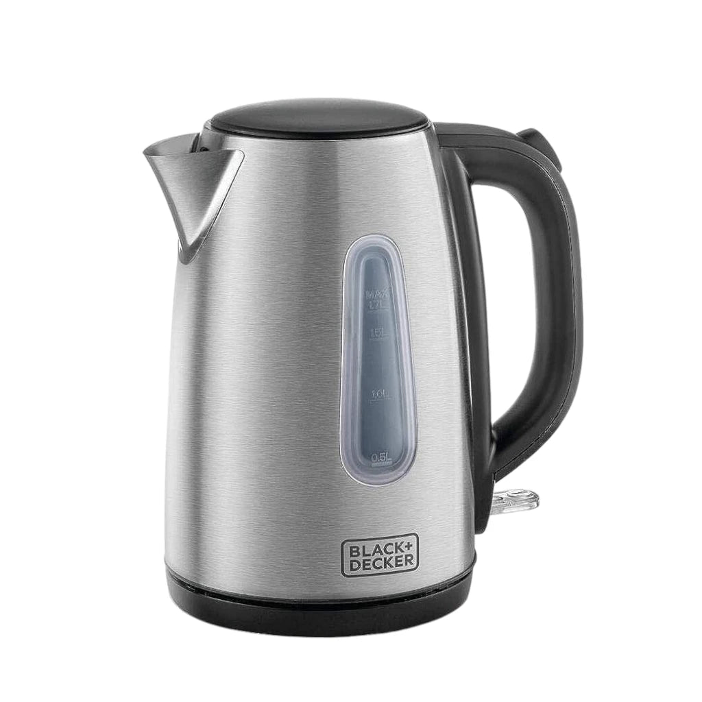 Black+Decker Cordless Electric Kettle 1.7L - JC450-B5 – 2200W Stainless Steel Kettle with Auto Shut-Off, Boil-Dry Protection, Removable Filter & 360° Swivel Base – Silver/Black - Damoo
