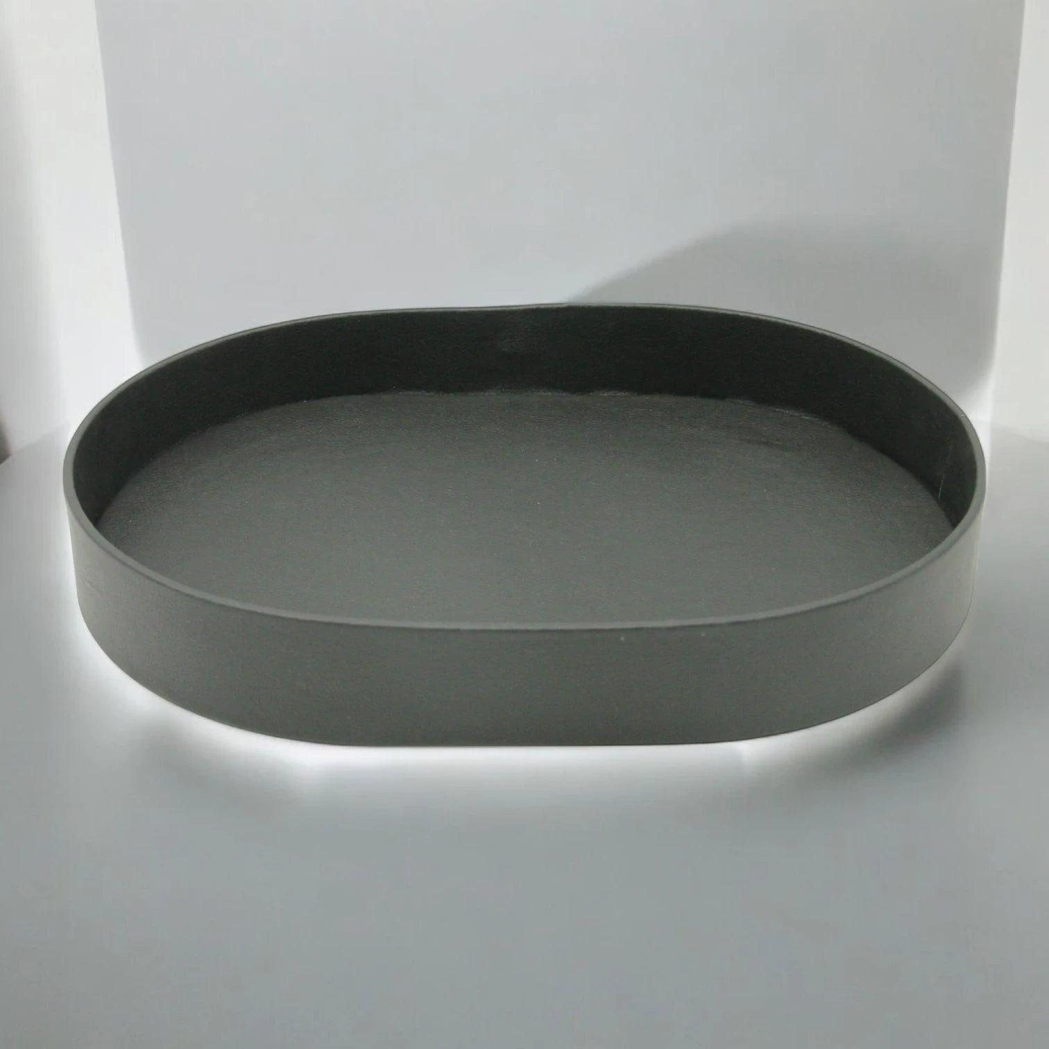 Black Faux Leather Oval Tray – Modern Decorative Catchall for Coffee Tables, Desks, and Entryways – Multipurpose Organizer - Damoo