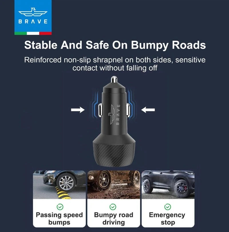 Brave 48W USB-C Car Charger – Dual Port Fast Charging Adapter with QC 3.0 + 100W Type-C Cable | Compatible with iPhone 16/15/14, Samsung S24/S23, iPad, AirPods & More - Damoo