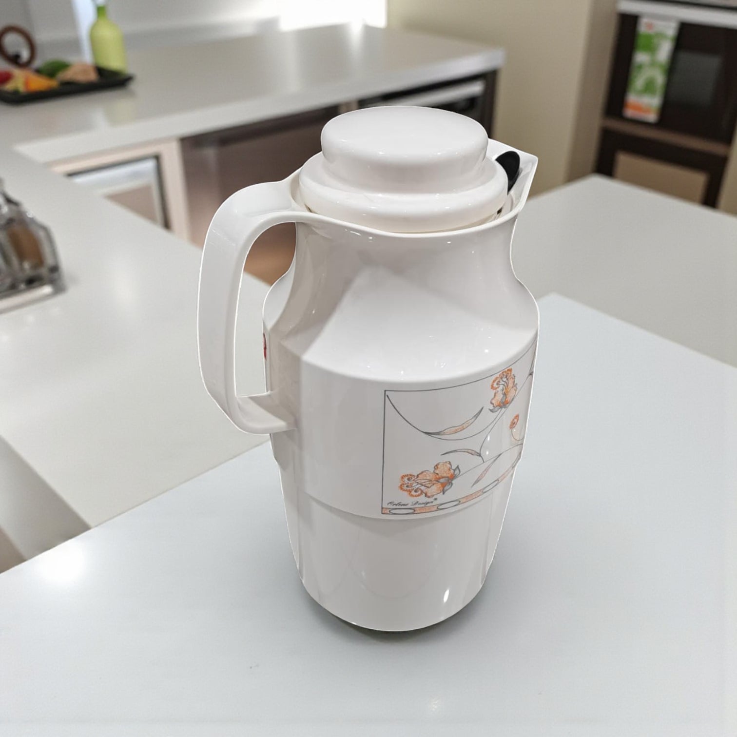 Helios Insulated Vacuum Jug 2.0L – Floral-design | Premium Plastic Thermos Flask with Q100 Glass Insert | German-Made Double-Wall Design for Excellent Heat Retention - Damoo