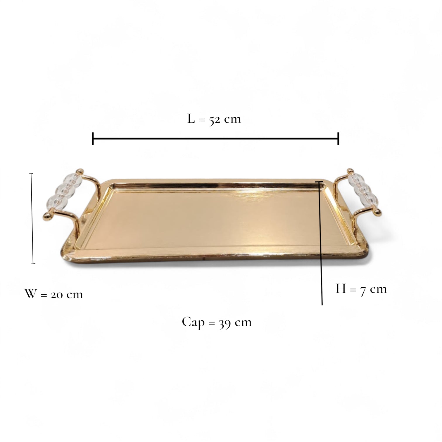 Luxury Rectangular Gold Serving Tray with Acrylic Handles – Elegant Stainless Steel Decorative & Functional Tray for Home, Hotel, or Events - Damoo