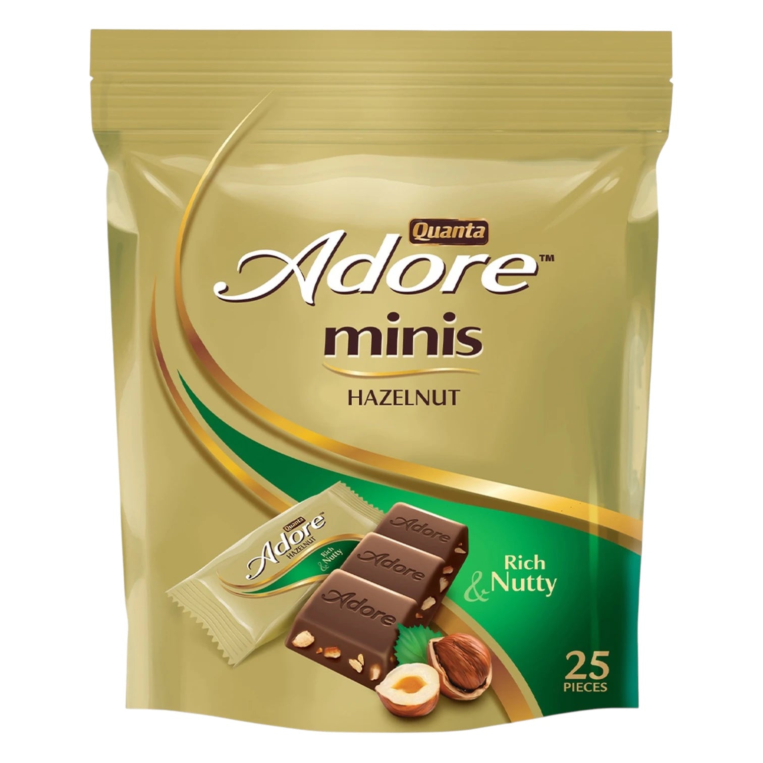 Quanta Adore Minis Hazelnut Chocolate β Rich & Nutty Milk Chocolate Bites, 230g Resealable Pack - Damoo