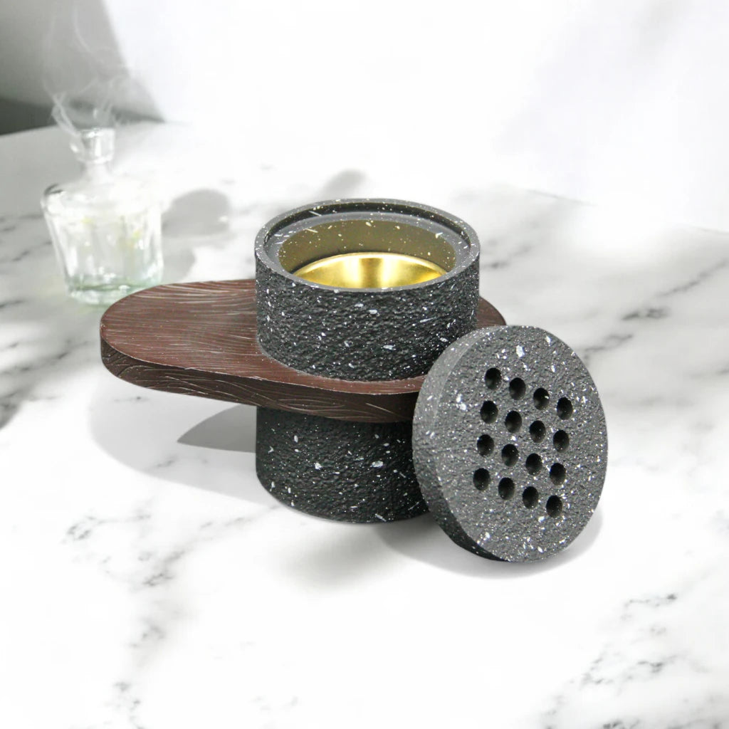 Cherry Luxury Censers - Premium Oud & Bakhoor Incense Burner - Elegant Home Fragrance Accessory (Grey, Brown, Gold) - Damoo