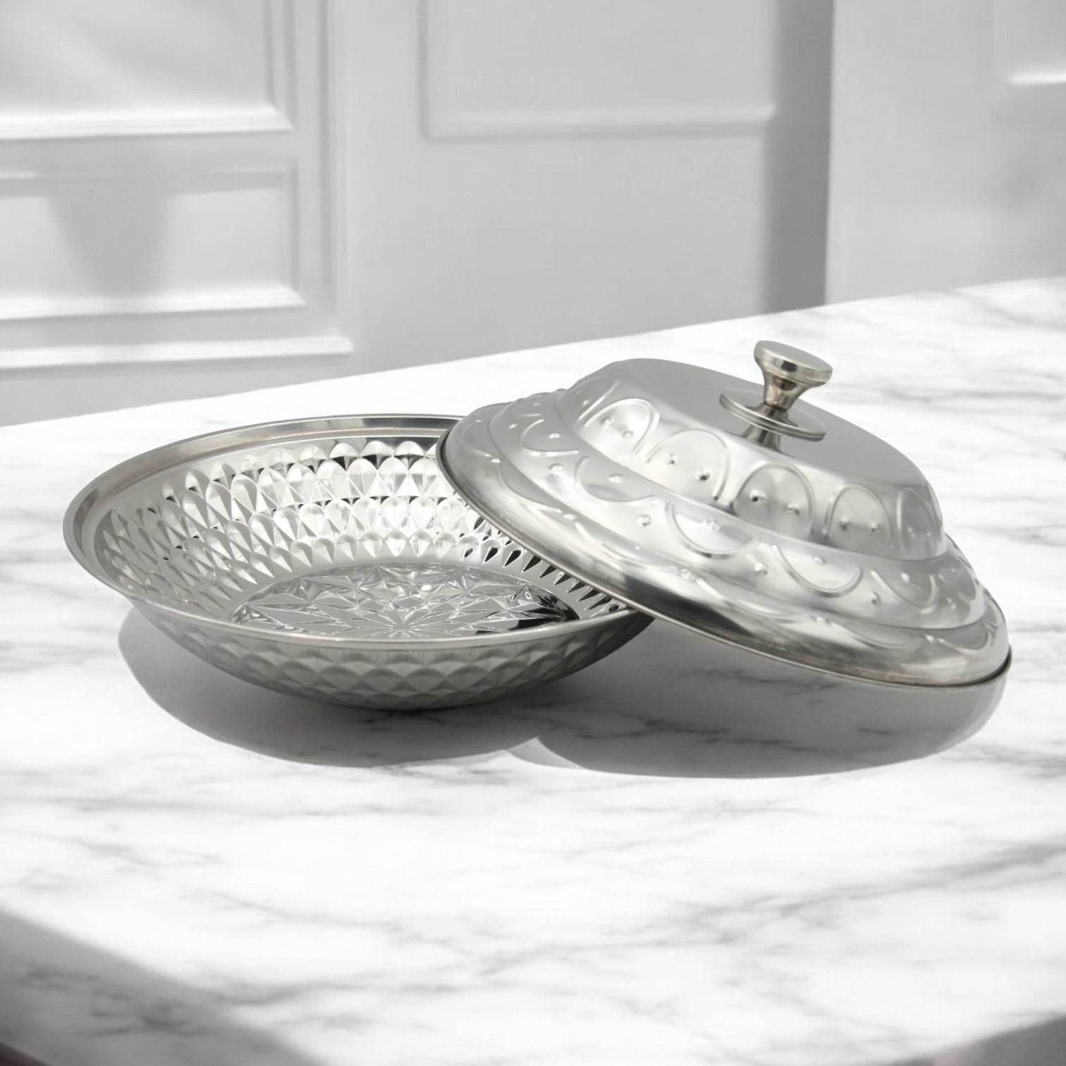 Classic Dome-Lid Stainless Steel Food Warmer β Traditional Insulated Hot Pot for Majlis, Buffet, or Family Gatherings - Damoo
