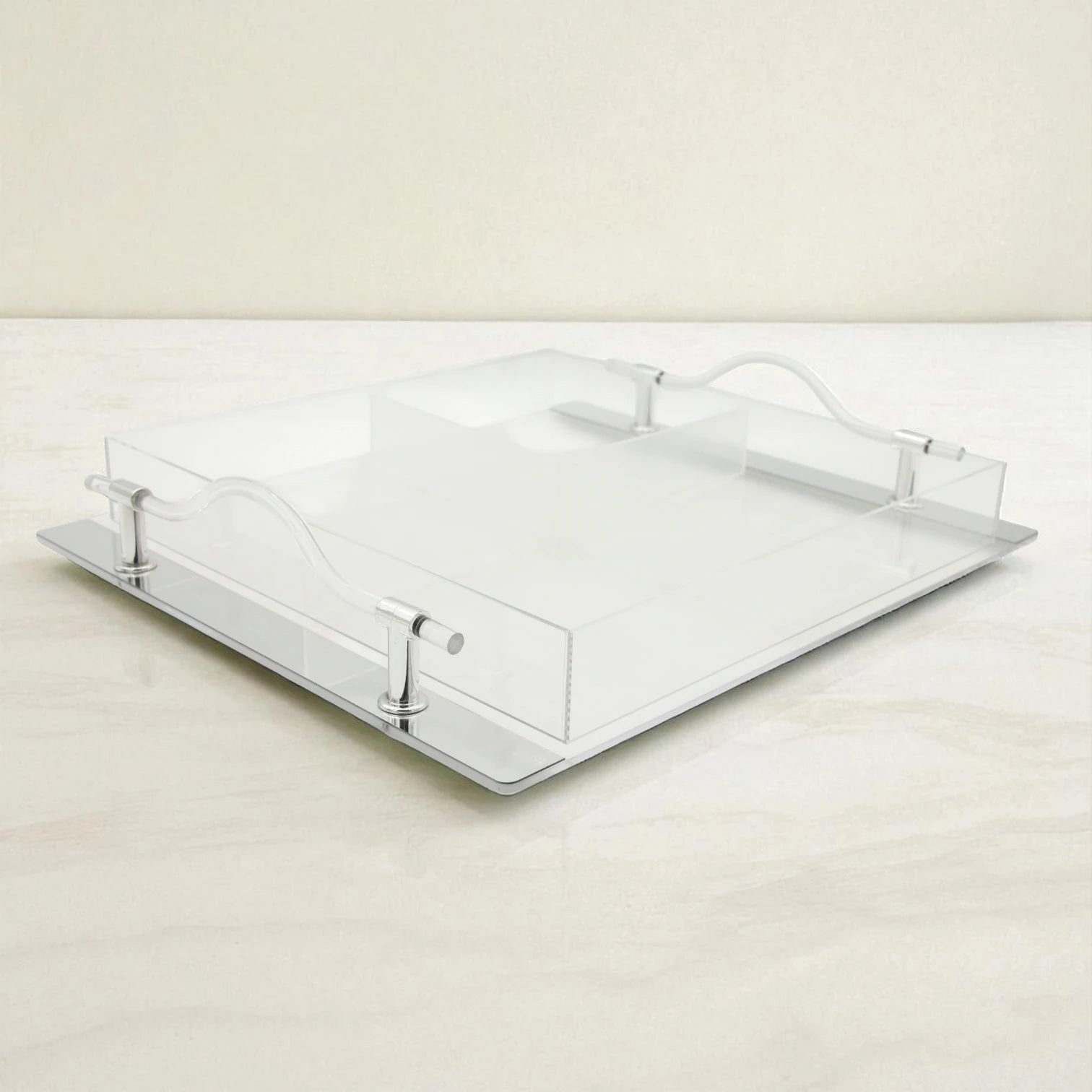 Clear Acrylic 4-Section Party Snack Tray with Lid – Clear Serving Dish for Nuts, Dried Fruits, Candies & More - Damoo