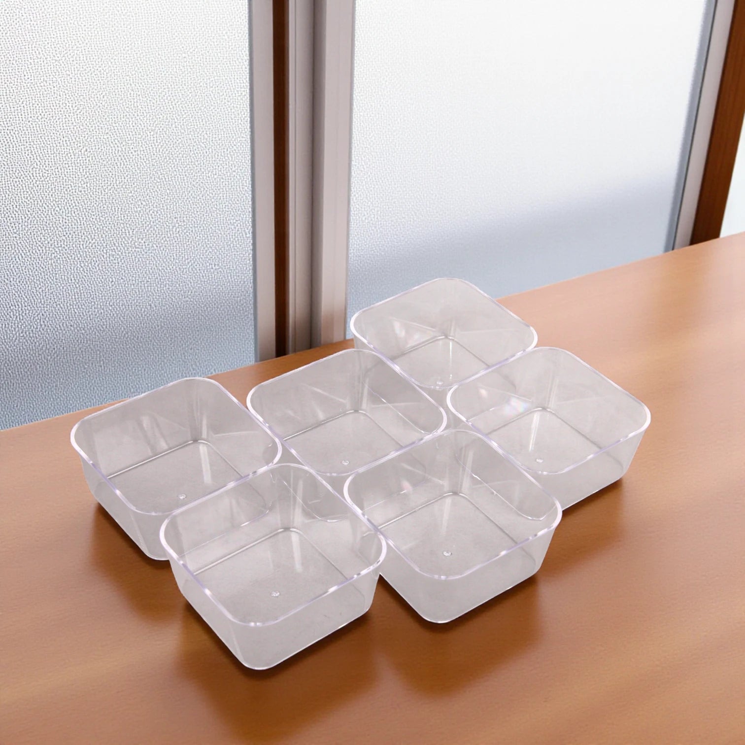 Clear Acrylic Candy Box with Lid – 6-Compartment Rectangular Snack Organizer – Elegant Storage for Chocolates, Dates, Nuts & Sweets – Modern Decorative Serving Tray - Damoo