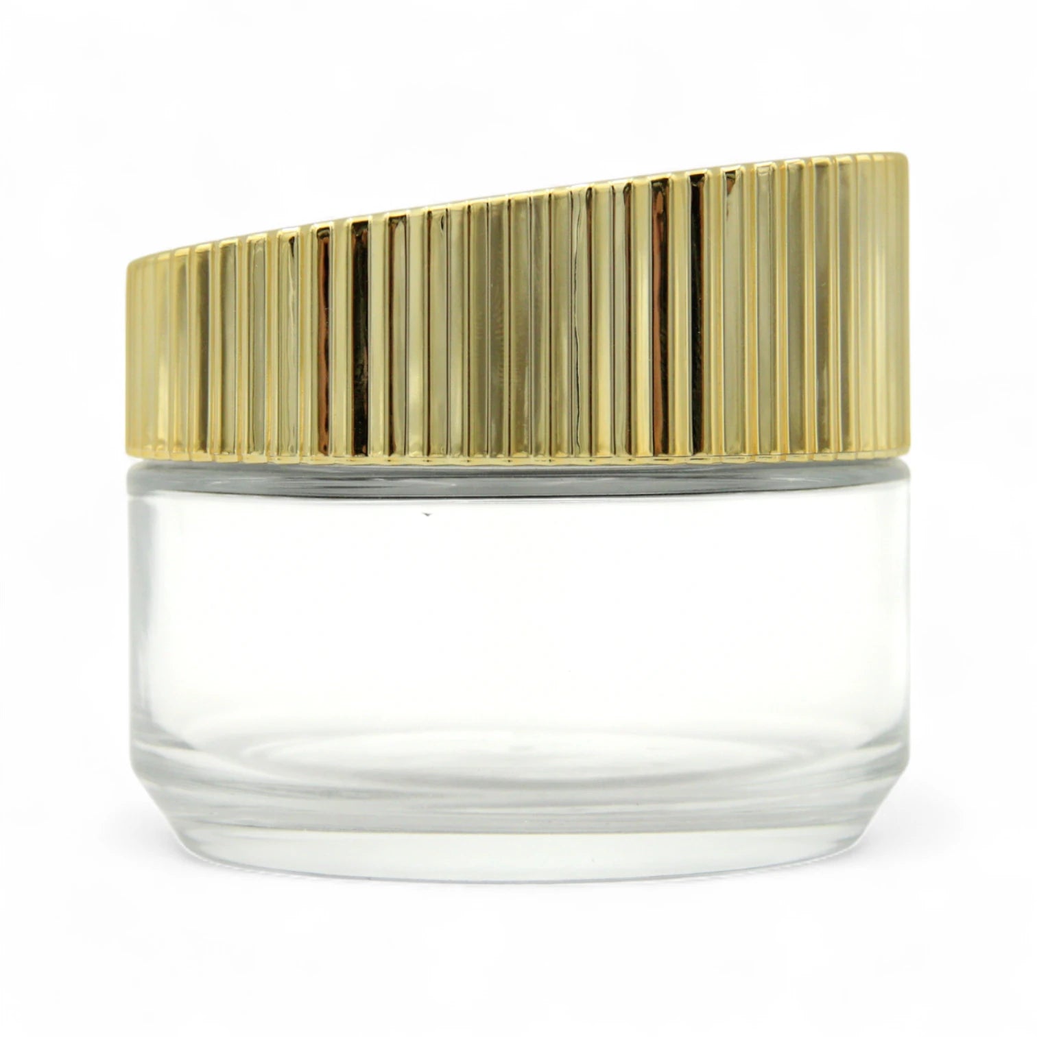 Clear Empty Bakhoor Storage Jar 175ML - Unique Diagonal Gold Lid – Multipurpose Oud Storage Jar - Damoo