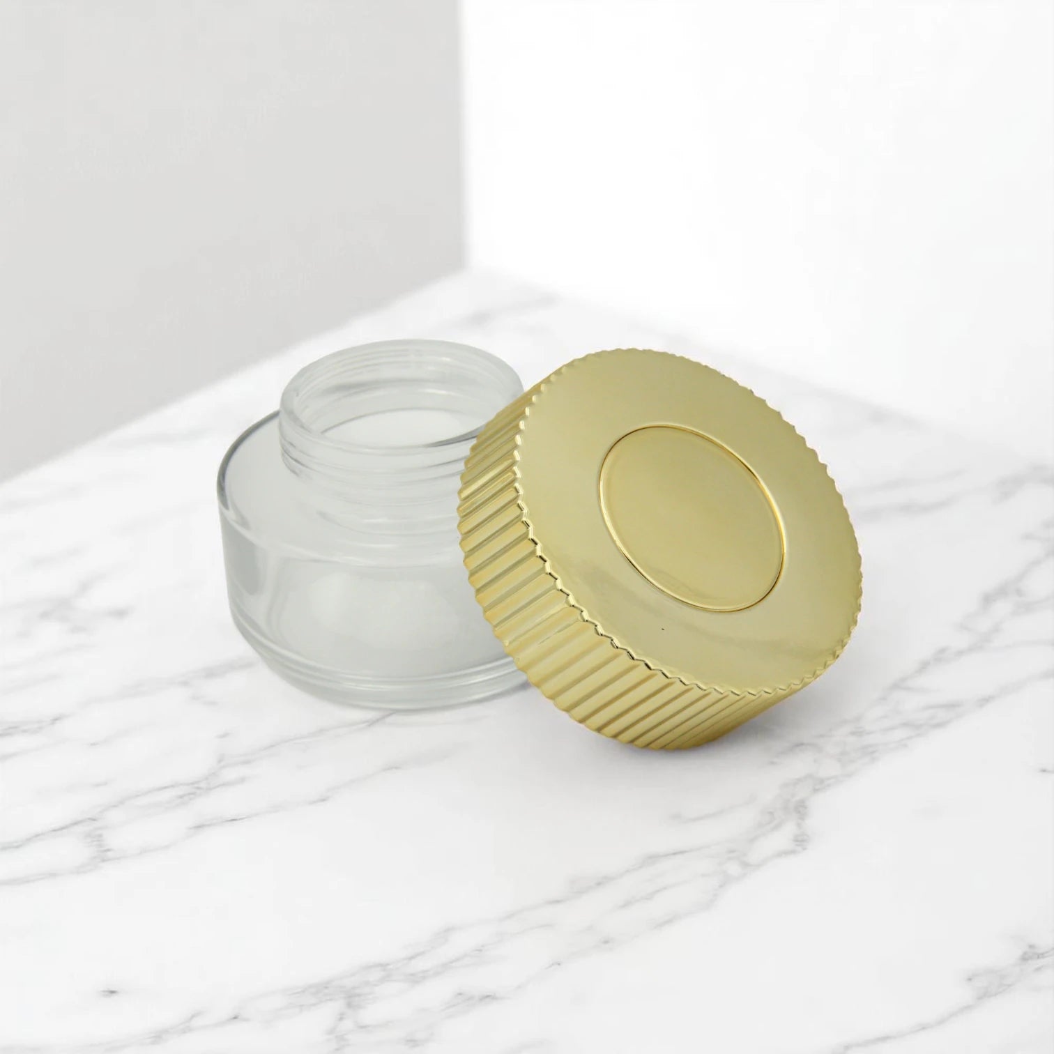 Clear Empty Bakhoor Storage Jar 175ML - Unique Diagonal Gold Lid – Multipurpose Oud Storage Jar - Damoo