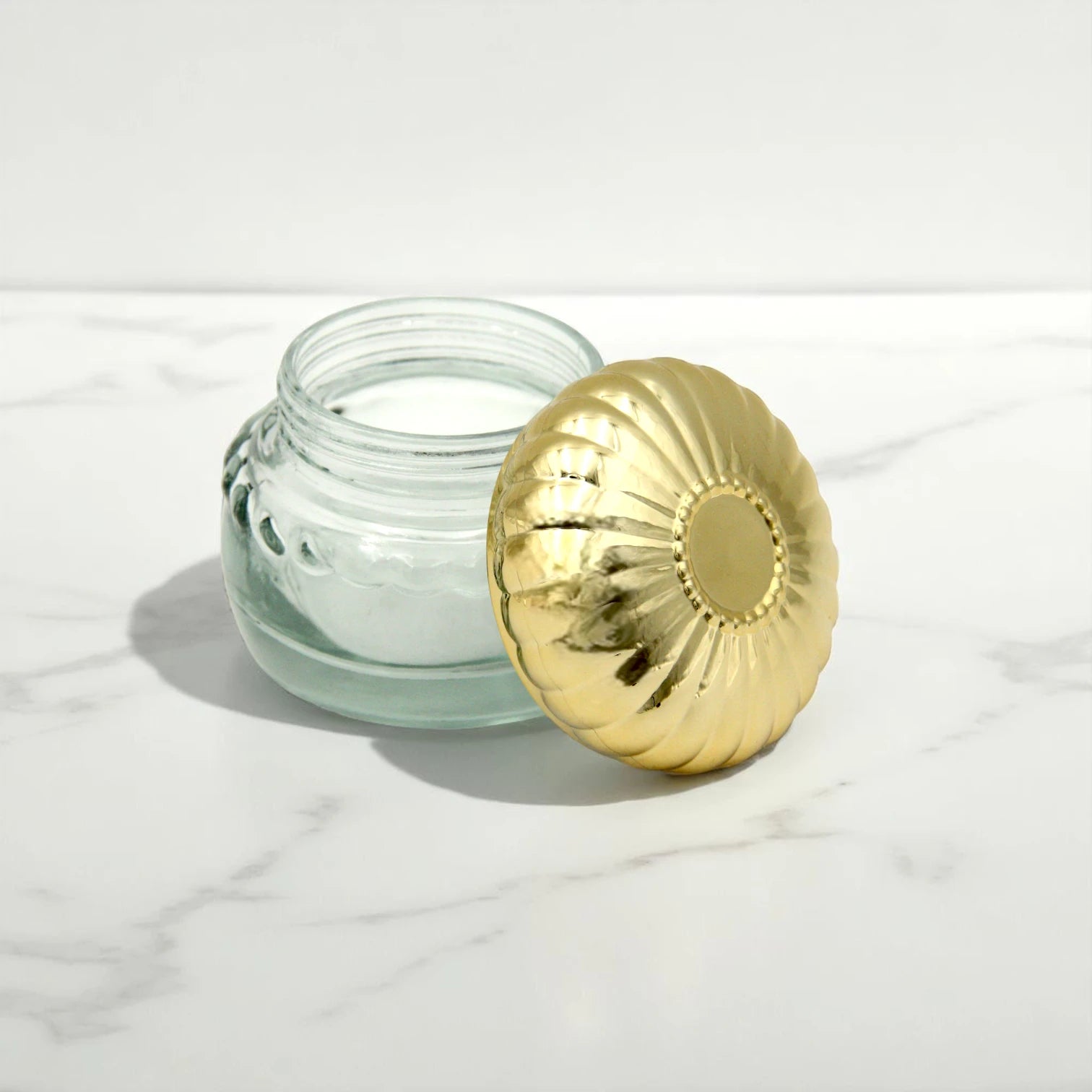 Clear, Glass, & Empty Bakhoor Storage Jar with Elegant Gold Lid 100 ML – Multi-Purpose Storage for Oud, Spices & More - Damoo