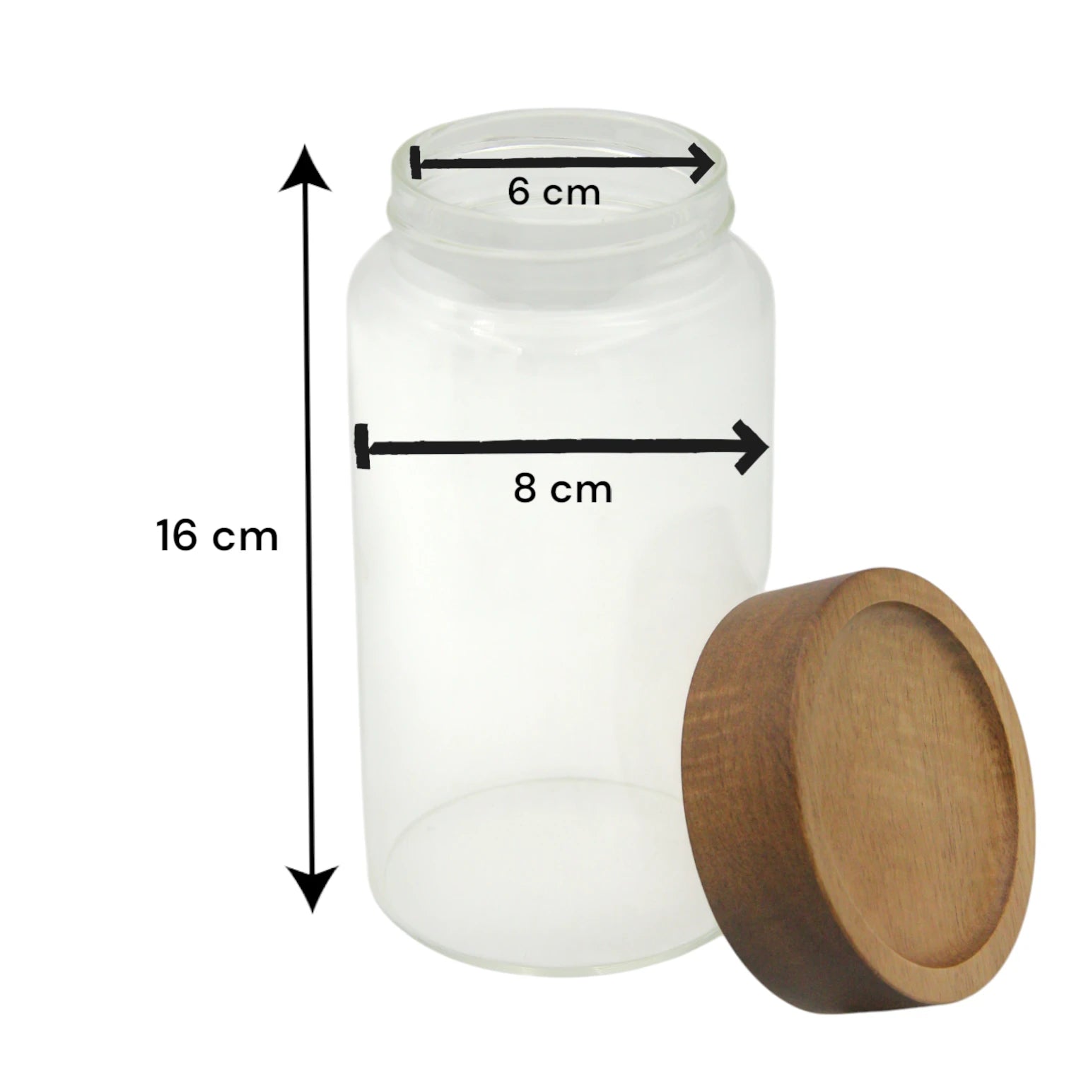 Clear Glass Storage Canister with Wooden-Style Lid – Multipurpose Storage Jar for Pantry, Snacks, Coffee, Cotton & More - Damoo