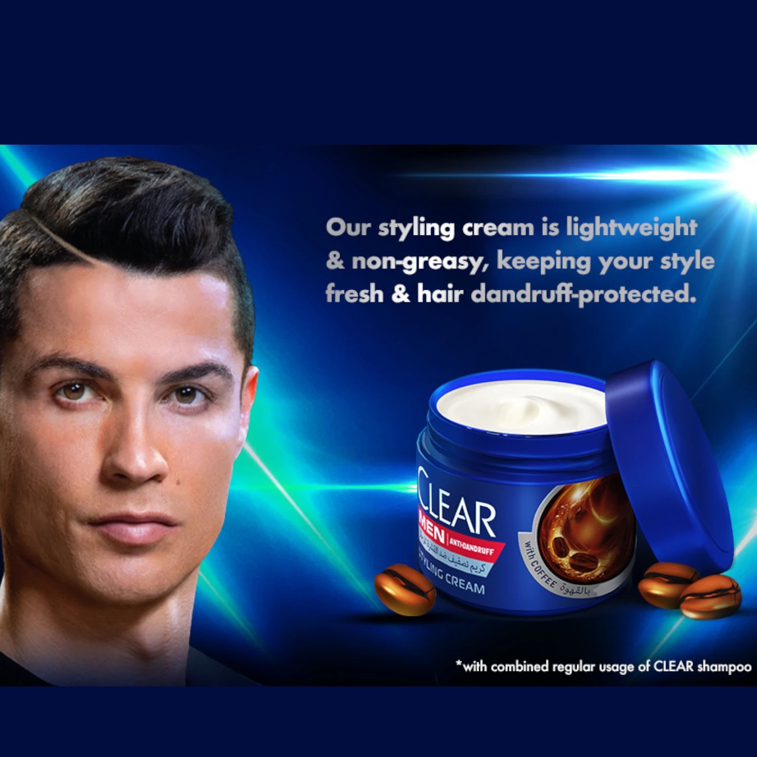 Clear Men Soft Styling Cream – Cool Sport Menthol – 275ml | Anti-Dandruff Hair Cream with Icy Fresh Scent | Lightweight, Non-Greasy Hold for Casual Styles - Damoo