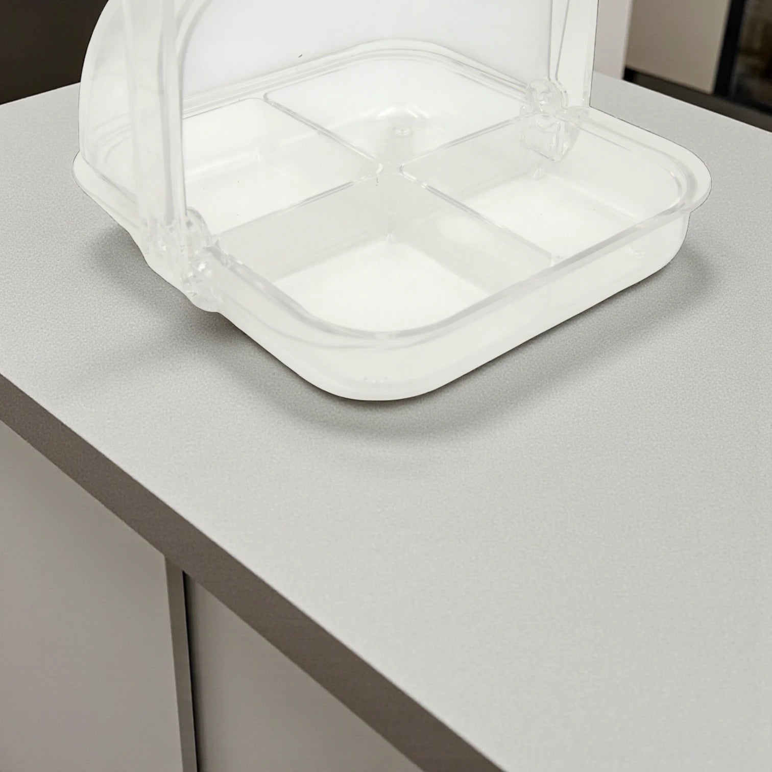 Clear Rotating Snack Box with Dome Cover & 4 Compartments – Transparent Acrylic Storage Box with Swivel Lid – Ideal for Serving Nuts, Dates, Sweets & Snacks - Damoo