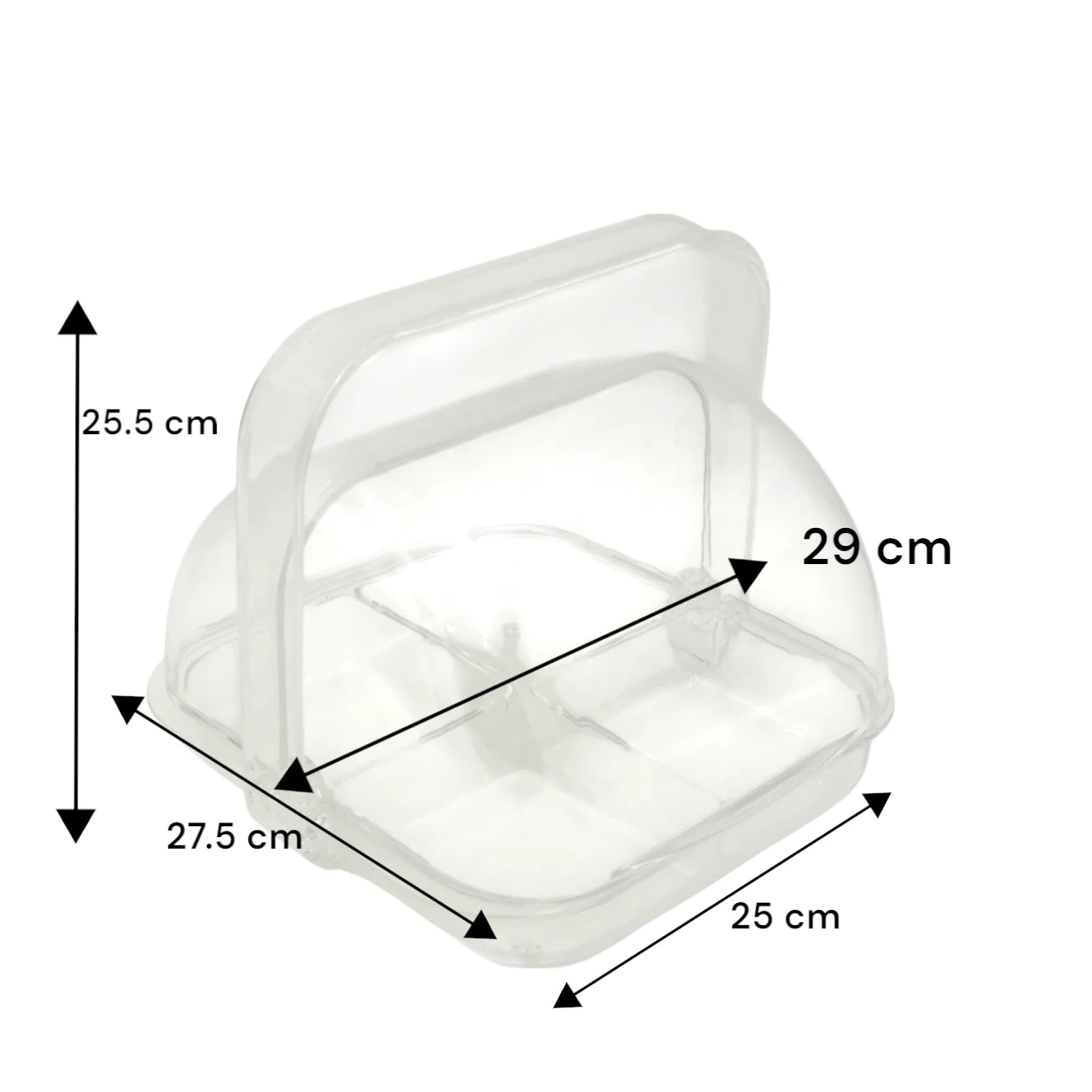 Clear Rotating Snack Box with Dome Cover & 4 Compartments – Transparent Acrylic Storage Box with Swivel Lid – Ideal for Serving Nuts, Dates, Sweets & Snacks - Damoo