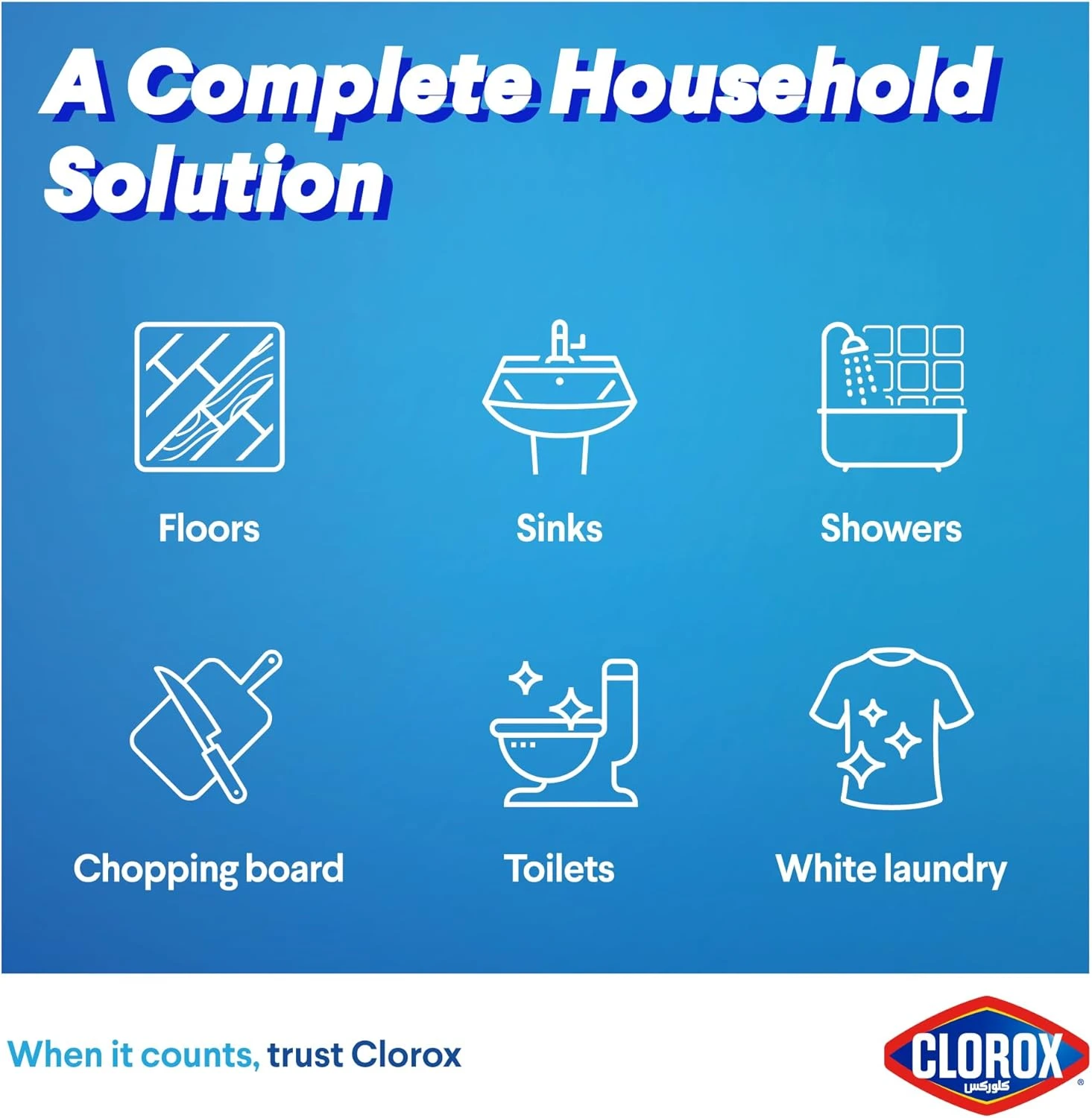 Clorox Liquid Bleach Original – 2 x 3.78L | Disinfects, Whitens & Removes Stains | Kills 99.9% of Germs | Multi-Surface Use - Damoo
