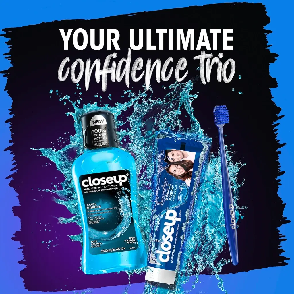 Closeup Triple Fresh Formula Cool Breeze Gel Toothpaste – 120ml | Long-Lasting Fresh Breath, Antibacterial Mouthwash, Micro Shine Crystals, Teeth Whitening & Cavity Protection - Damoo