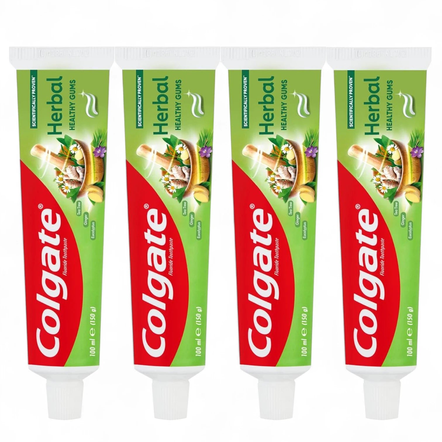 Colgate Herbal Toothpaste 4 Pcs Pack - Each 100ml – Natural Cavity Protection with Chamomile, Sage, Myrrh & Eucalyptus | Strong Teeth, Healthy Gums & Fresh Breath - Damoo