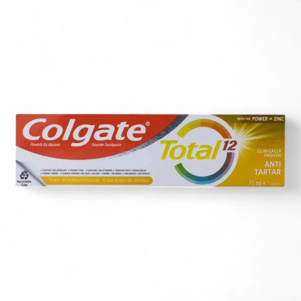 Colgate Total 12 Toothpaste 75ml – Anti-Tartar Formula with Zinc for 12-Hour Whole Mouth Protection | Cavity, Plaque & Gum Care Toothpaste - Damoo