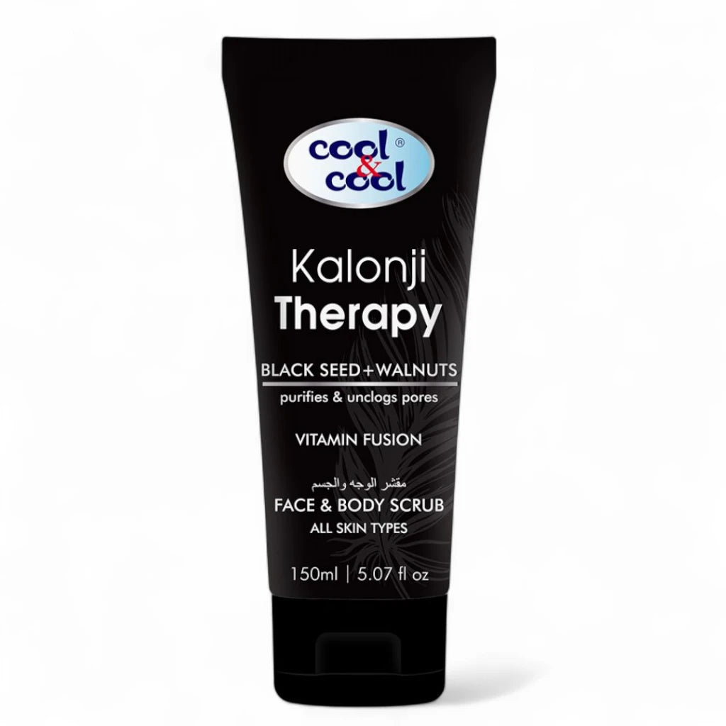 Cool & Cool Kalonji Therapy Face & Body Scrub 150ml – Exfoliating Scrub with Black Seed Oil & Walnut Shells | Deep Cleansing & Brightening for All Skin Types - Damoo
