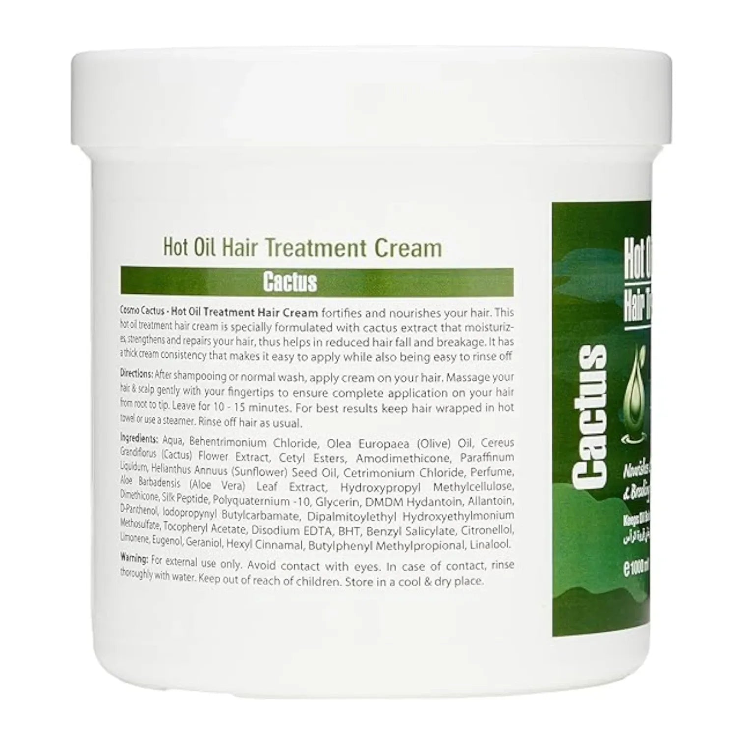Cosmo Cactus Hot Oil Hair Treatment Cream – 1000ml | Anti-Hair Fall & Strengthening Formula | Deep Nourishment for Brittle, Damaged & Thinning Hair - Damoo
