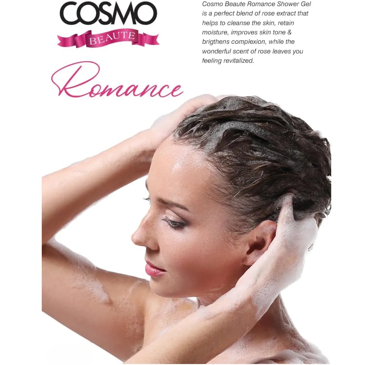 Cosmo Temptation Romance Shower Gel – Luxurious Rose-Scented Body Wash for All Skin Types, 1000ml - Damoo