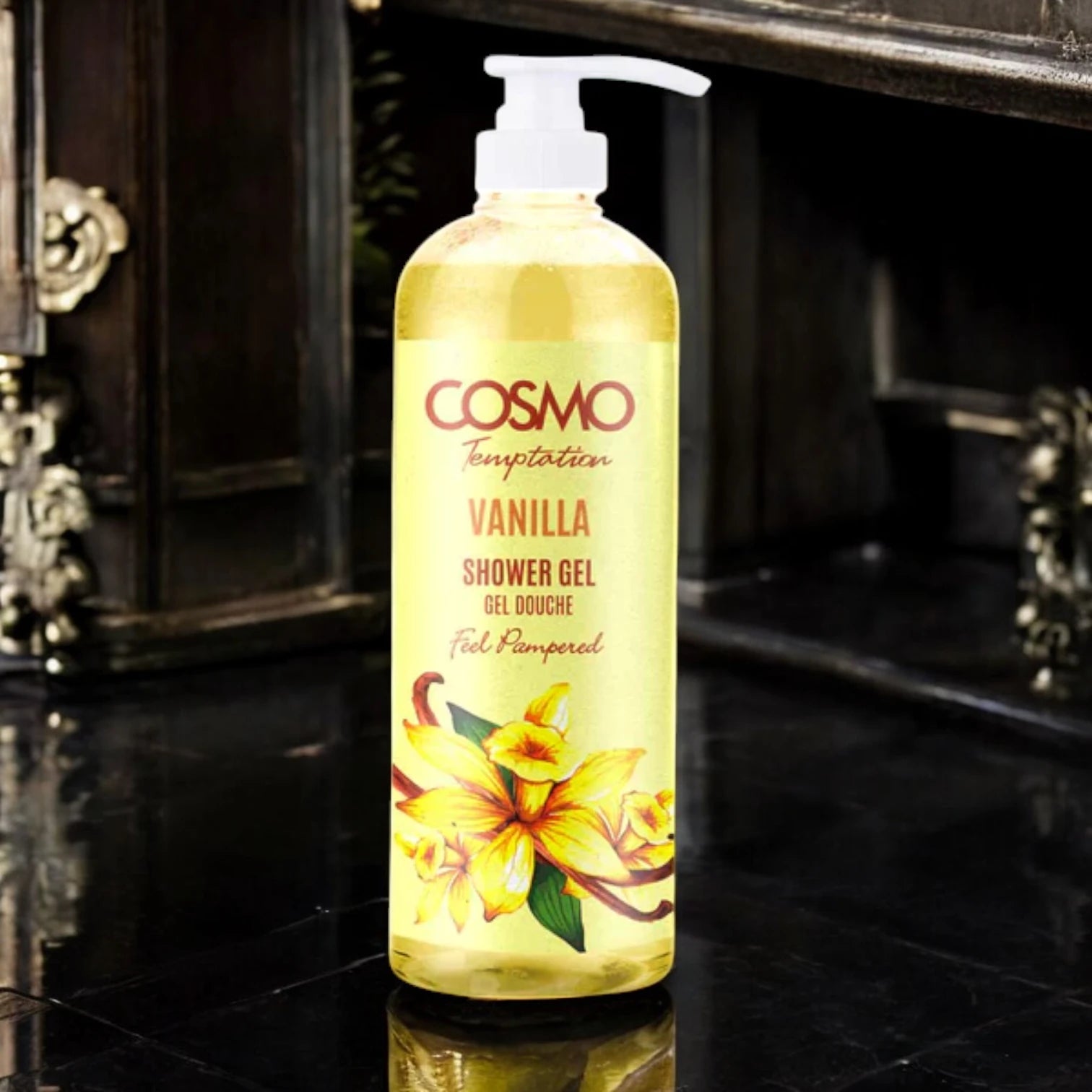 Cosmo Temptation Vanilla Shower Gel 1000ml – Nourishing Creamy Body Wash with Aloe Vera, Shea Butter & Vitamin E - Damoo
