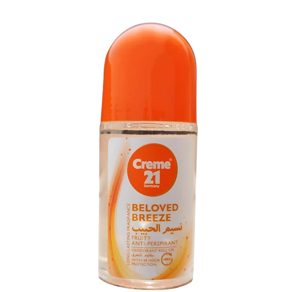 Creme 21 Beloved Breeze Fruity Anti-Perspirant Roll-On Deodorant – 50ml Long-Lasting Sweat & Odor Protection with Refreshing Fruity Scent – Gentle Daily Care for All Skin Types - Damoo