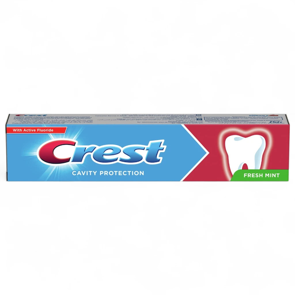 Crest Cavity Protection Toothpaste 125ml 4 Pack – Fresh Mint Flavor – Enamel-Safe Formula with Calci-Dent for Stronger Teeth, Cavity Defense, Advanced Cleaning & Long-Lasting Minty Fresh Breath - Damoo