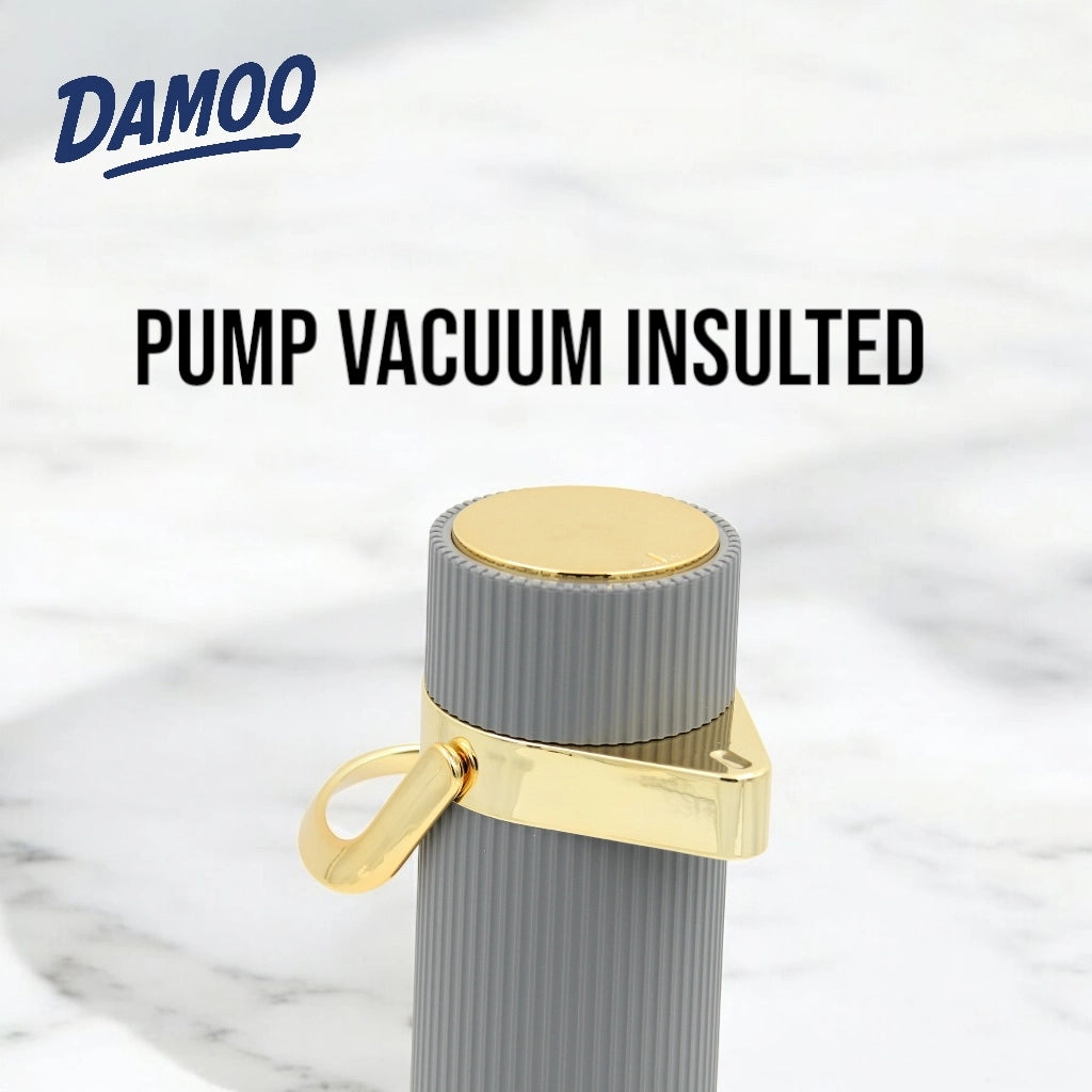 Crystal House Vacuum Flask – 1.0L | Pump-Action Thermal Dispenser | PP Outer Body with Glass Liner | 24H Hot & Cold | Leak-Proof | Flexible Handle - Damoo