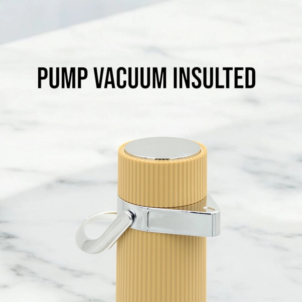 Crystal House Vacuum Flask – 1.0L | Pump-Action Thermal Dispenser | PP Outer Body with Glass Liner | 24H Hot & Cold | Leak-Proof | Flexible Handle - Damoo