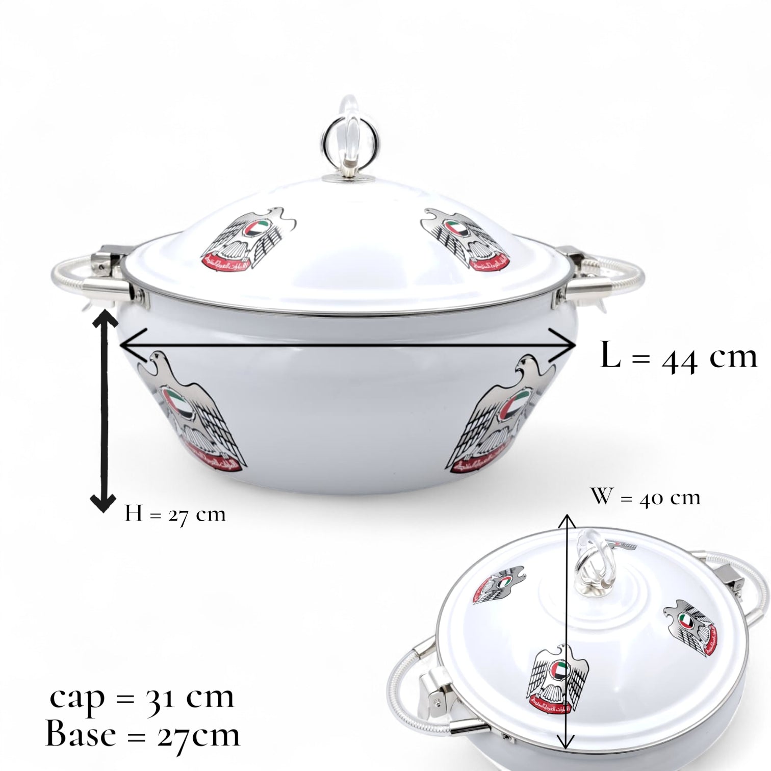 Ansa UAE National Emblem Hotpot 6 Liter – Premium Stainless Steel Double-Wall Insulated Casserole with Locking Lid & Handles – Elegant Food Warmer for Home & Events - Damoo