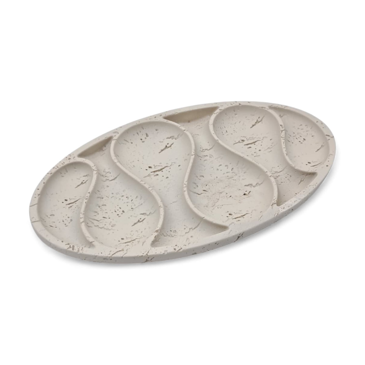 Chamotte White Glossy Handmade Ceramic Snack & Jewelry Plate – Lead-Free, Dishwasher Safe, Eco-Friendly Portuguese Tableware - Damoo