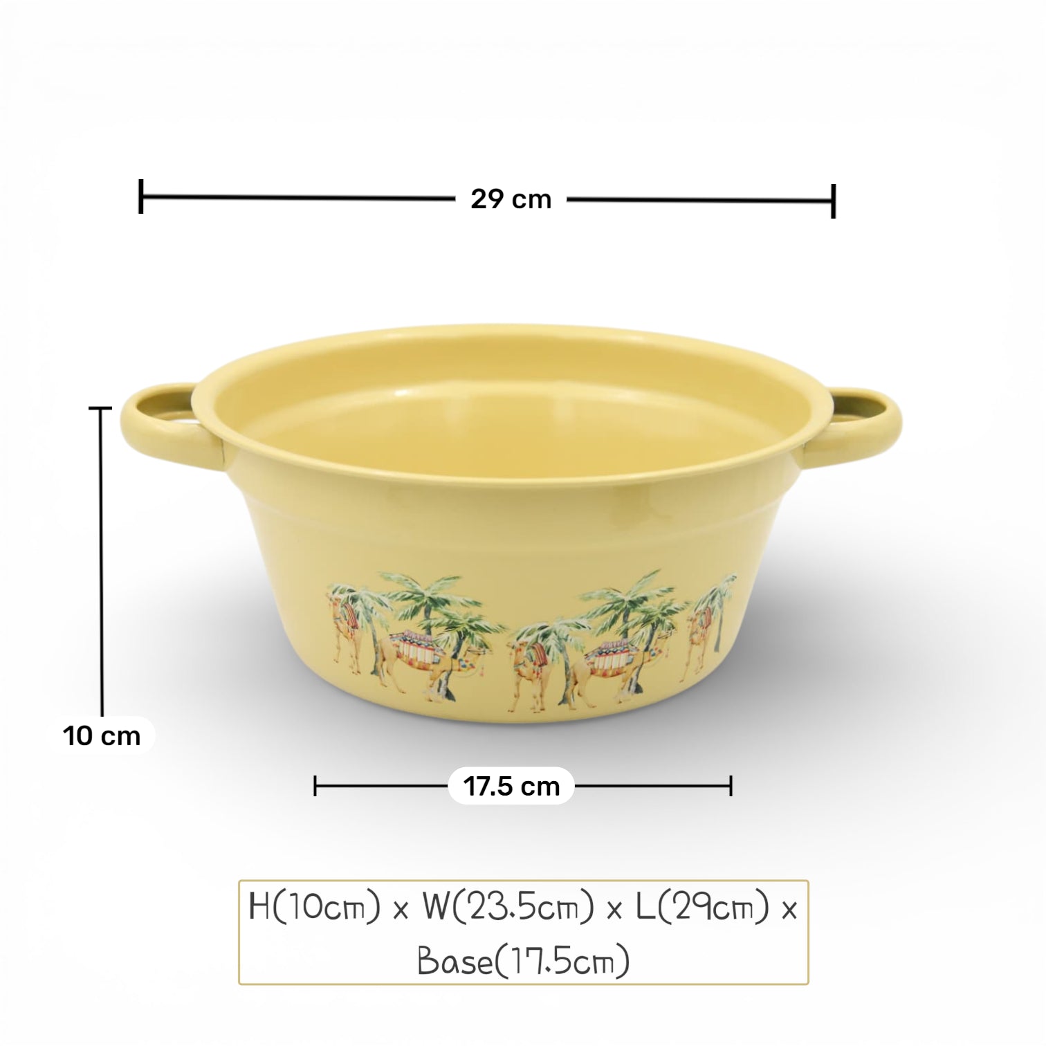 Camel Print Plastic Washing Basin (12H x 25L × 25W CM) – Multipurpose Household Bowl with or without Handles, Lightweight Laundry, Cleaning & Kitchen Basin - Damoo
