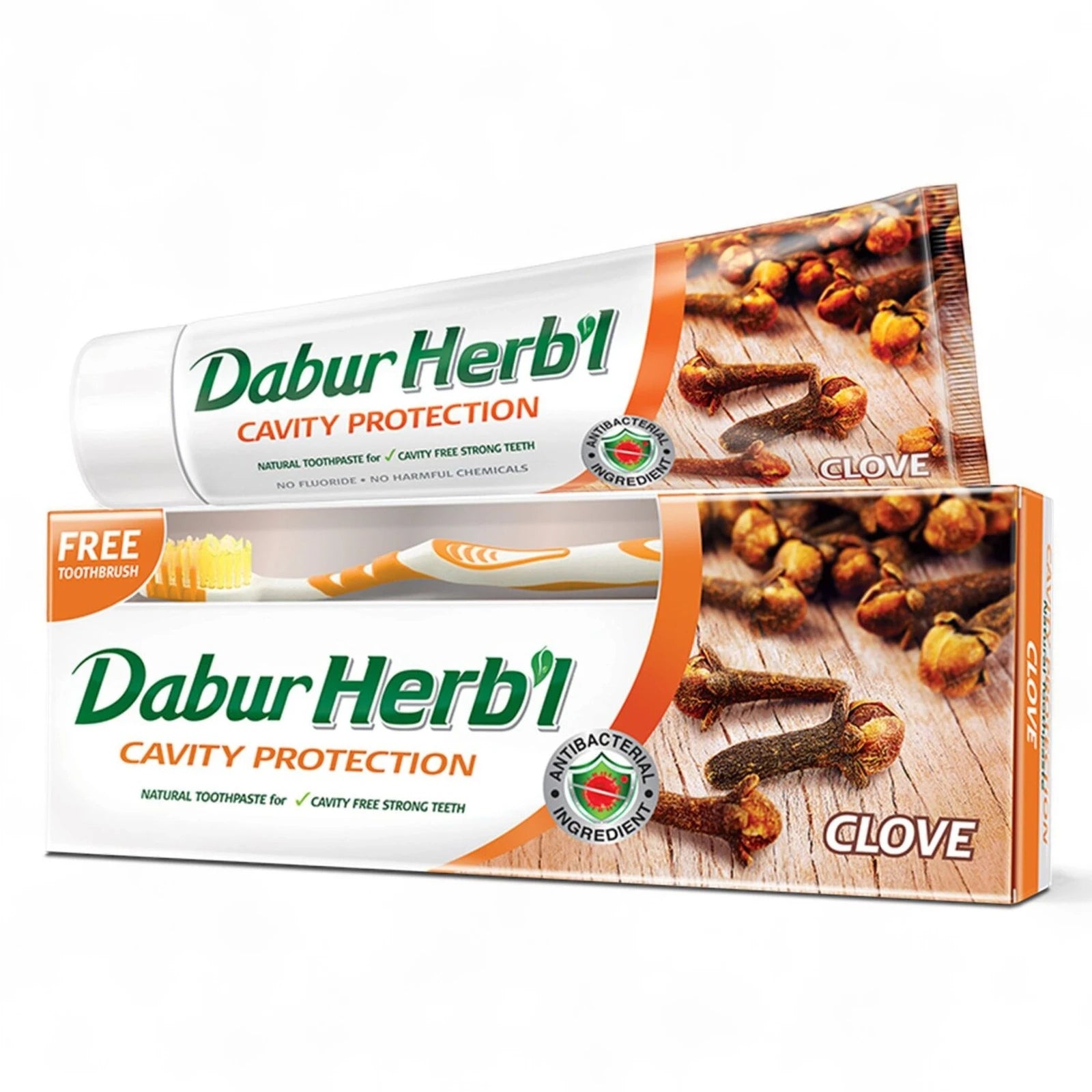 Dabur Herbal Clove Toothpaste 2x150g | Cavity Protection with Natural Clove Extract | No Fluoride or Harsh Chemicals | Strong Teeth & Fresh Breath | Ayurvedic Oral Care - Damoo