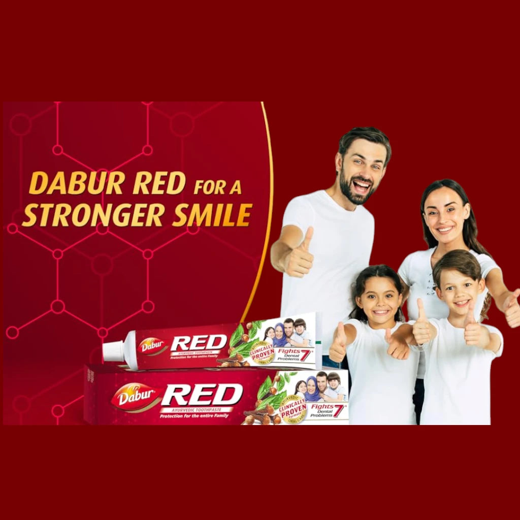 Dabur Red Ayurvedic Toothpaste for Teeth & Gums – 100 ML | Fluoride-Free Herbal Formula with Clove, Ginger, Peppermint & Tomar Seeds for Strong Teeth, Fresh Breath & Gum Health - Damoo