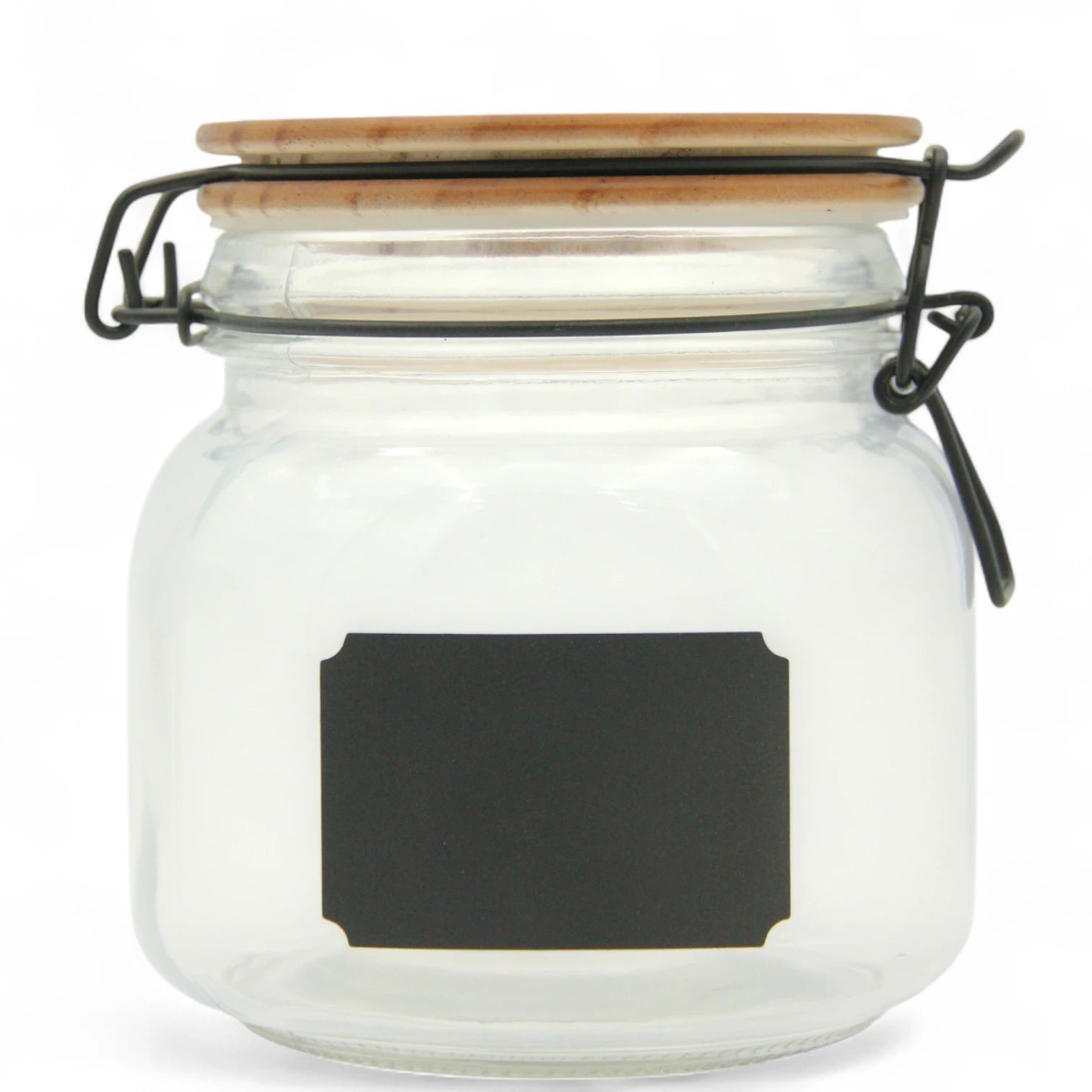 Damoo 750ml Glass Storage Jar with Airtight Wooden Lid & Chalkboard Label – Food-Grade Container for Pantry, Herbs, Spices, and Snacks - Damoo